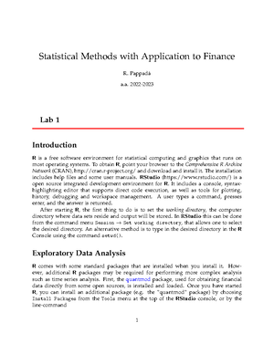 Sample Exercises - Statistical Methods with Application to Finance ...