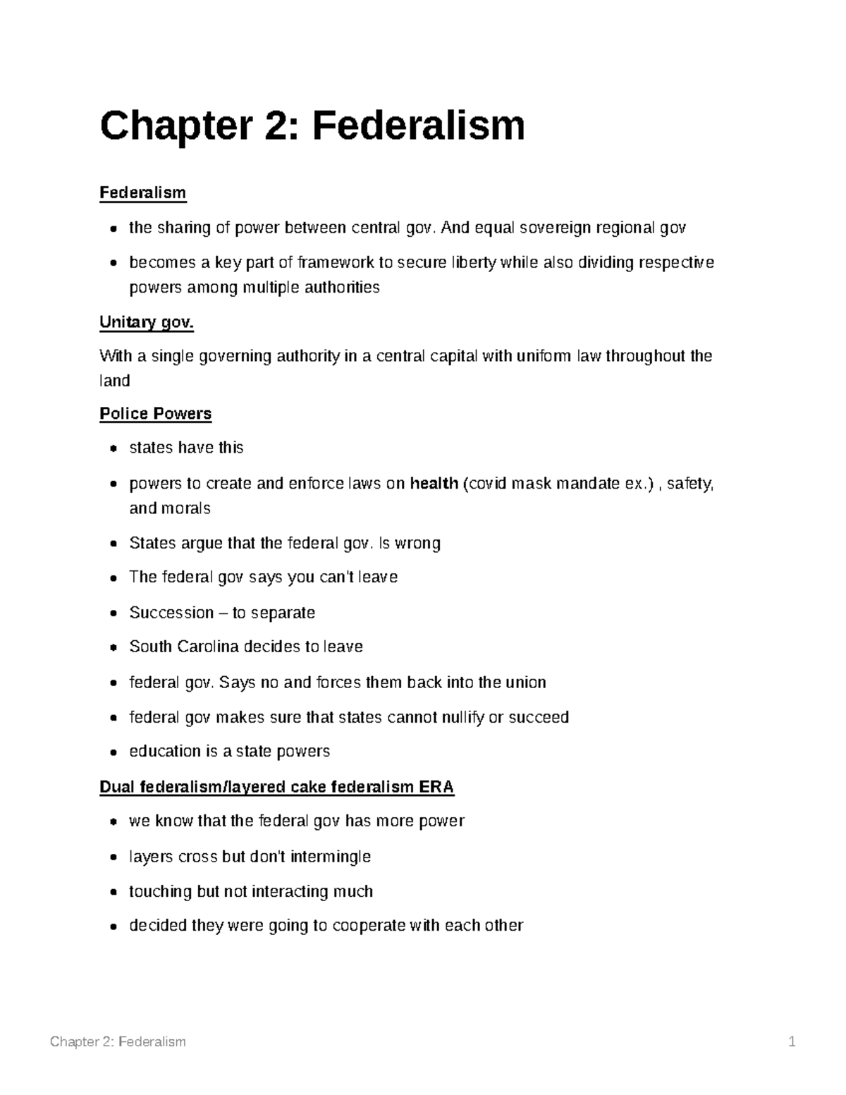 Chapter 2 Federalism - AP Gov. - Chapter 2: Federalism Federalism The ...