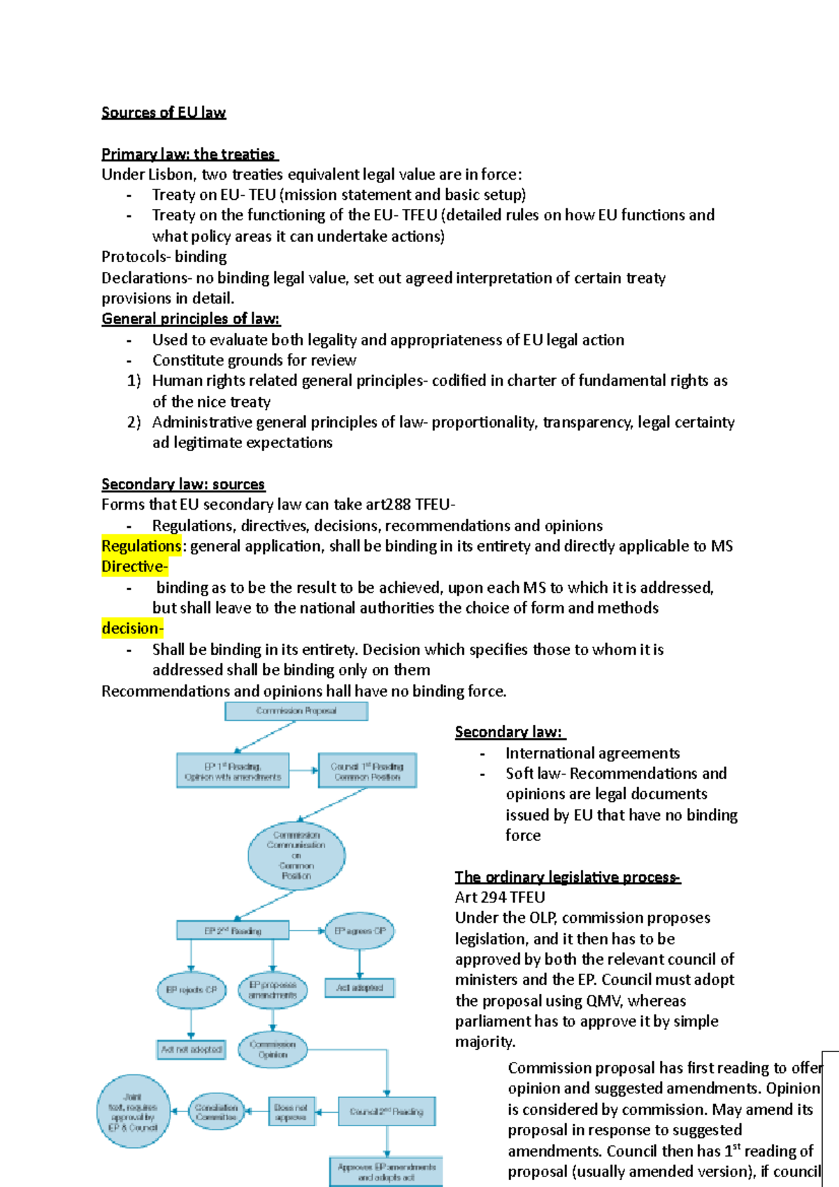 Sources of EU law - Ox - Studocu