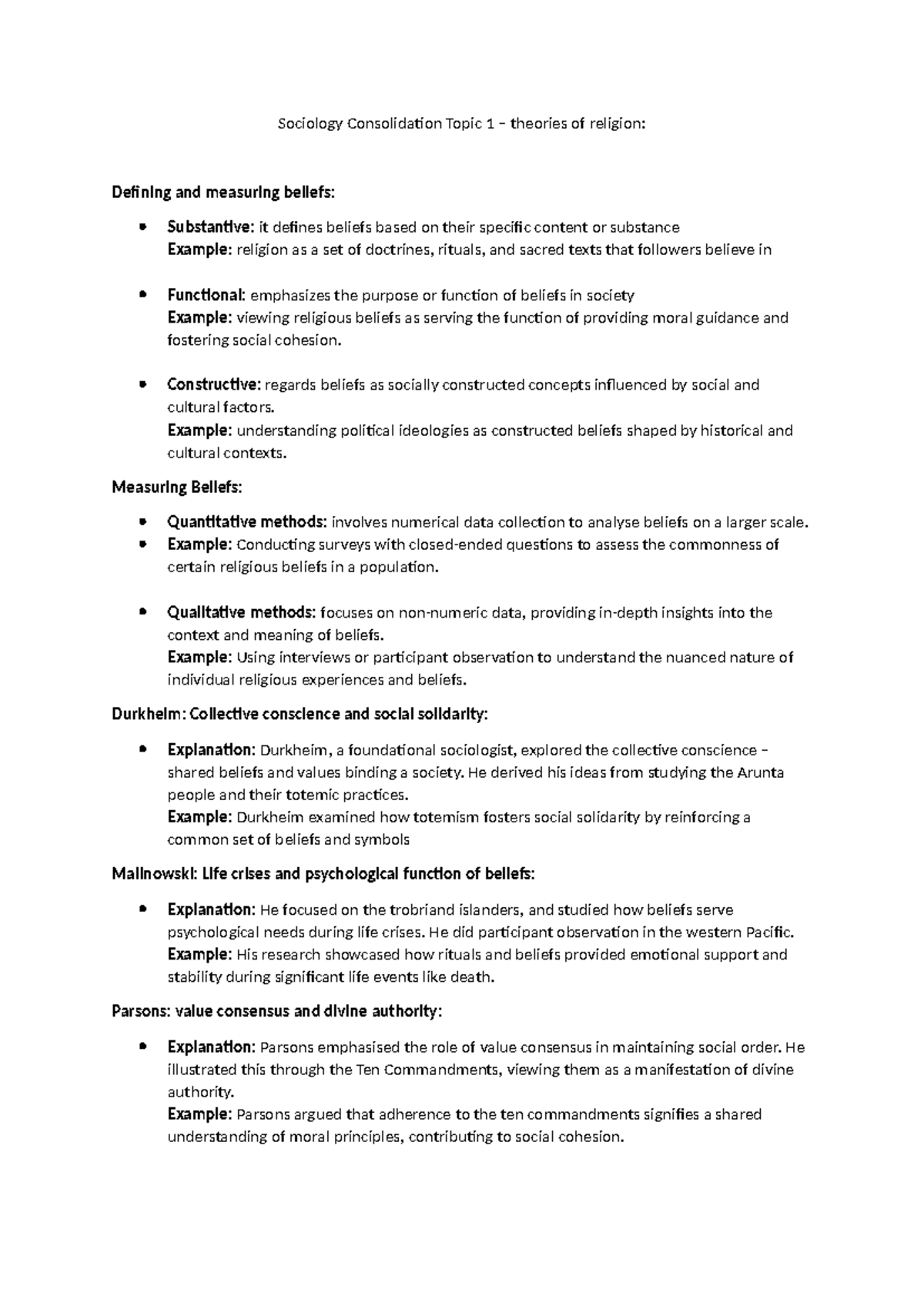 Theories of Religion - Sociology Consolidation Topic 1 – theories of ...