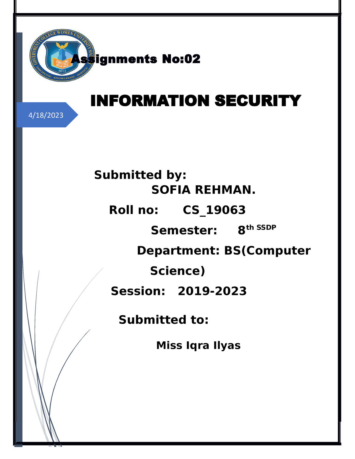 is-assignment-2-4-18-assignments-no-02-information-security-submitted-by-sofia-rehman-roll