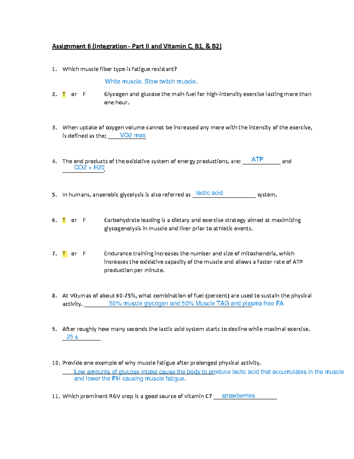 Homework 6 - nutrititonal hw - Assignment 6 (Integration - Part II and ...
