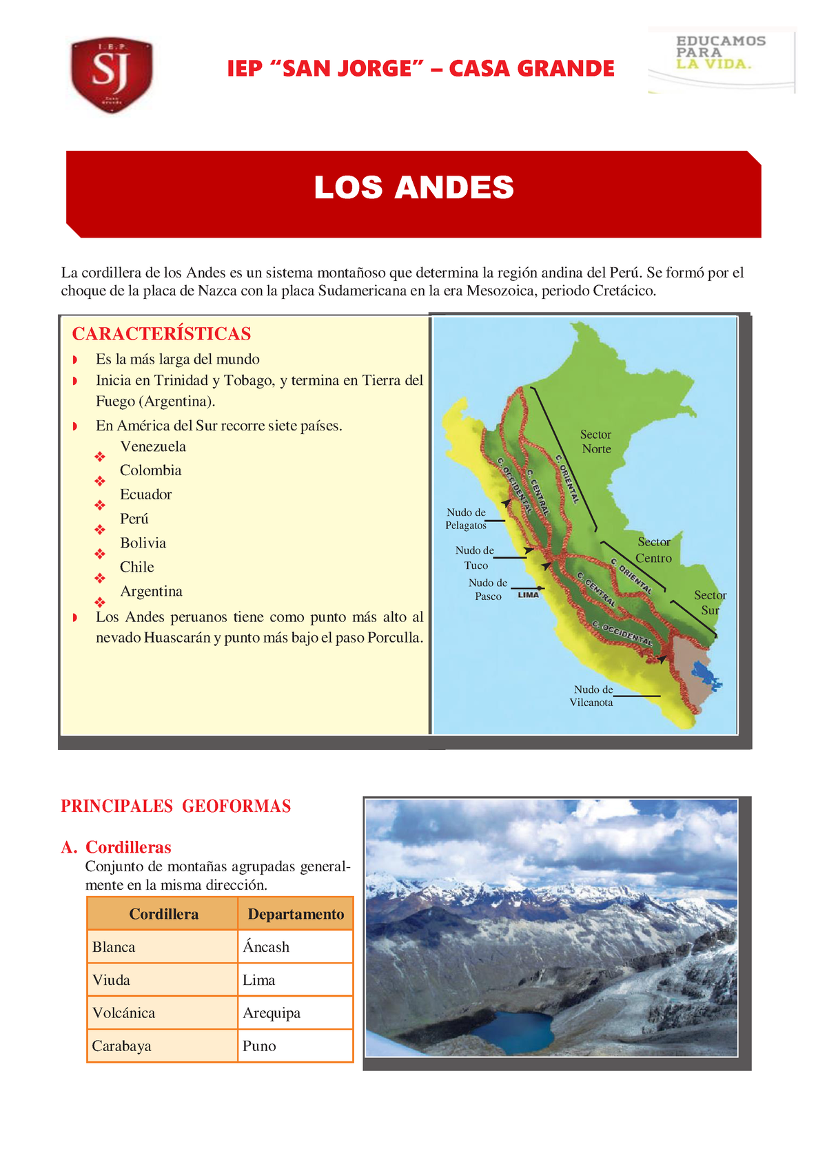 06 Los Andes Los Andes La Cordillera De Los Andes Es Un Sistema Montañoso Que Determina La 8246