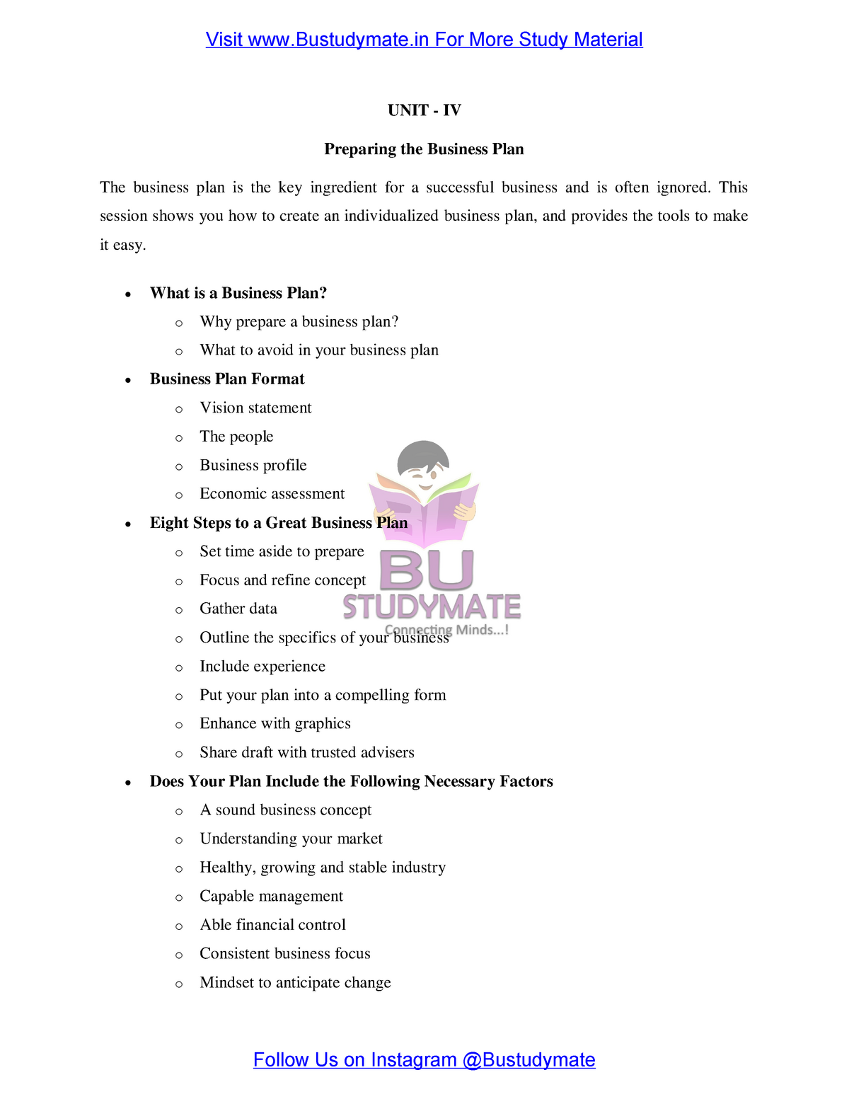 business plans lesson 2 unit 4