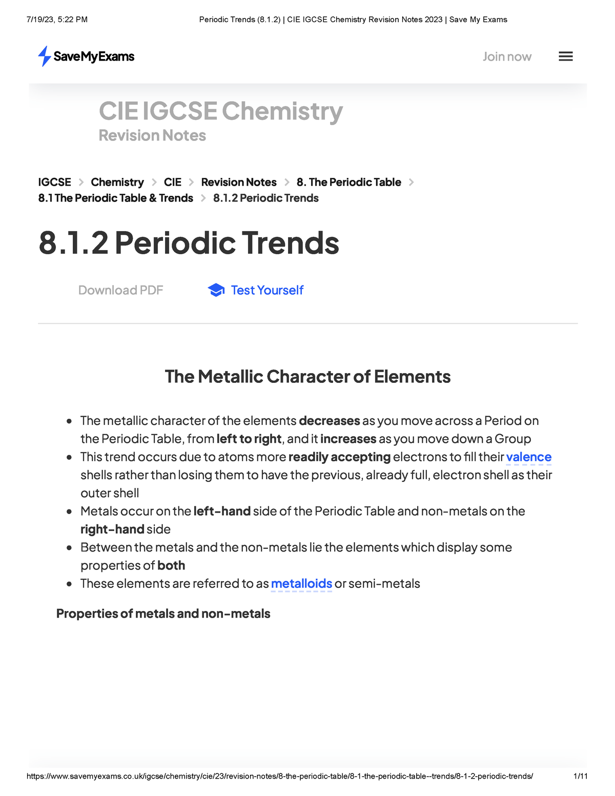 Periodic Trends (8.1.2) CIE Igcse Chemistry Revision Notes 2023 Save My ...