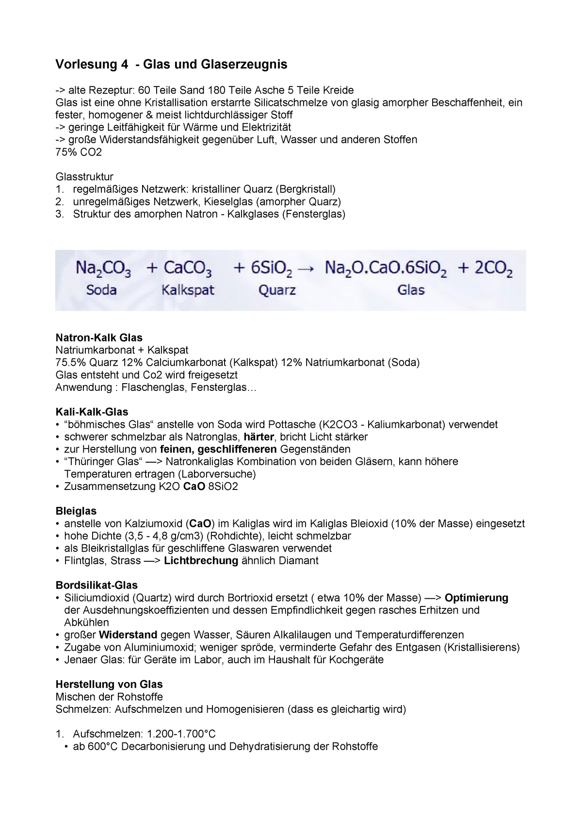 Vorlesung Glas Mitschrift Studocu