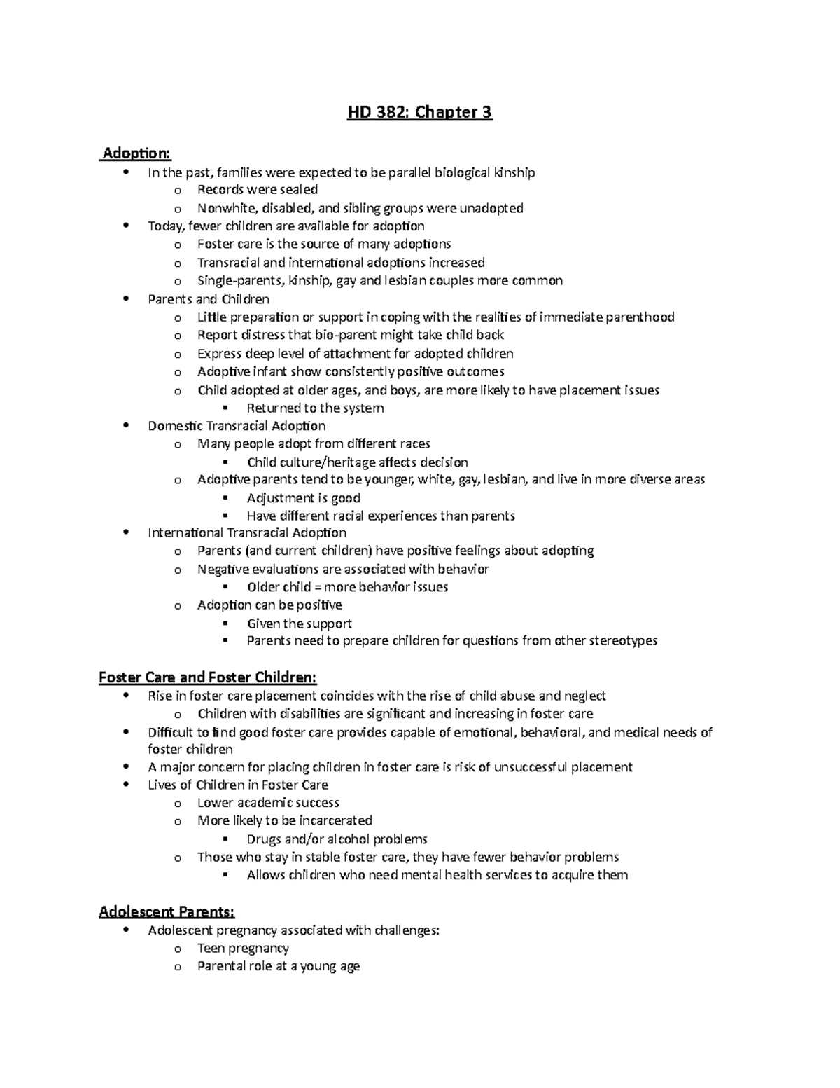 Chapter 3 HD 382 Chapter 3 Adoption In the past, families were