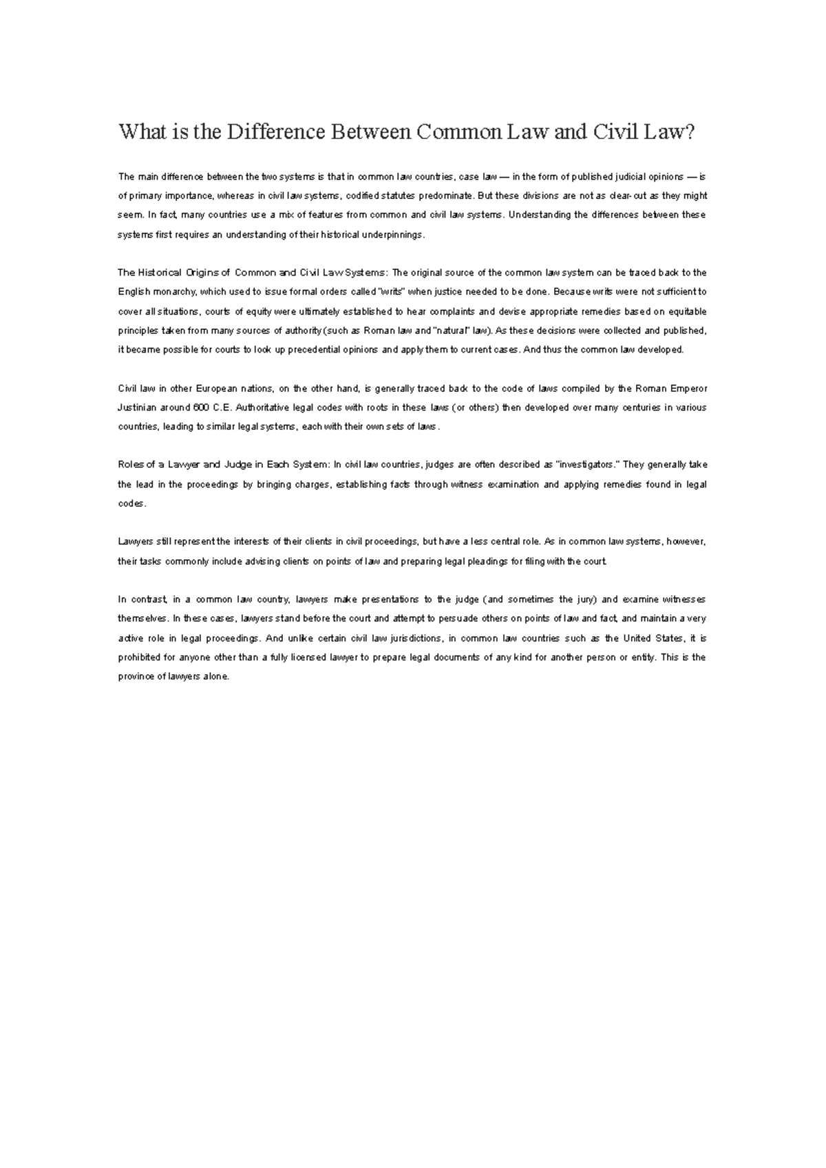 First Class What is the Difference Between Common Law and Civil Law ...