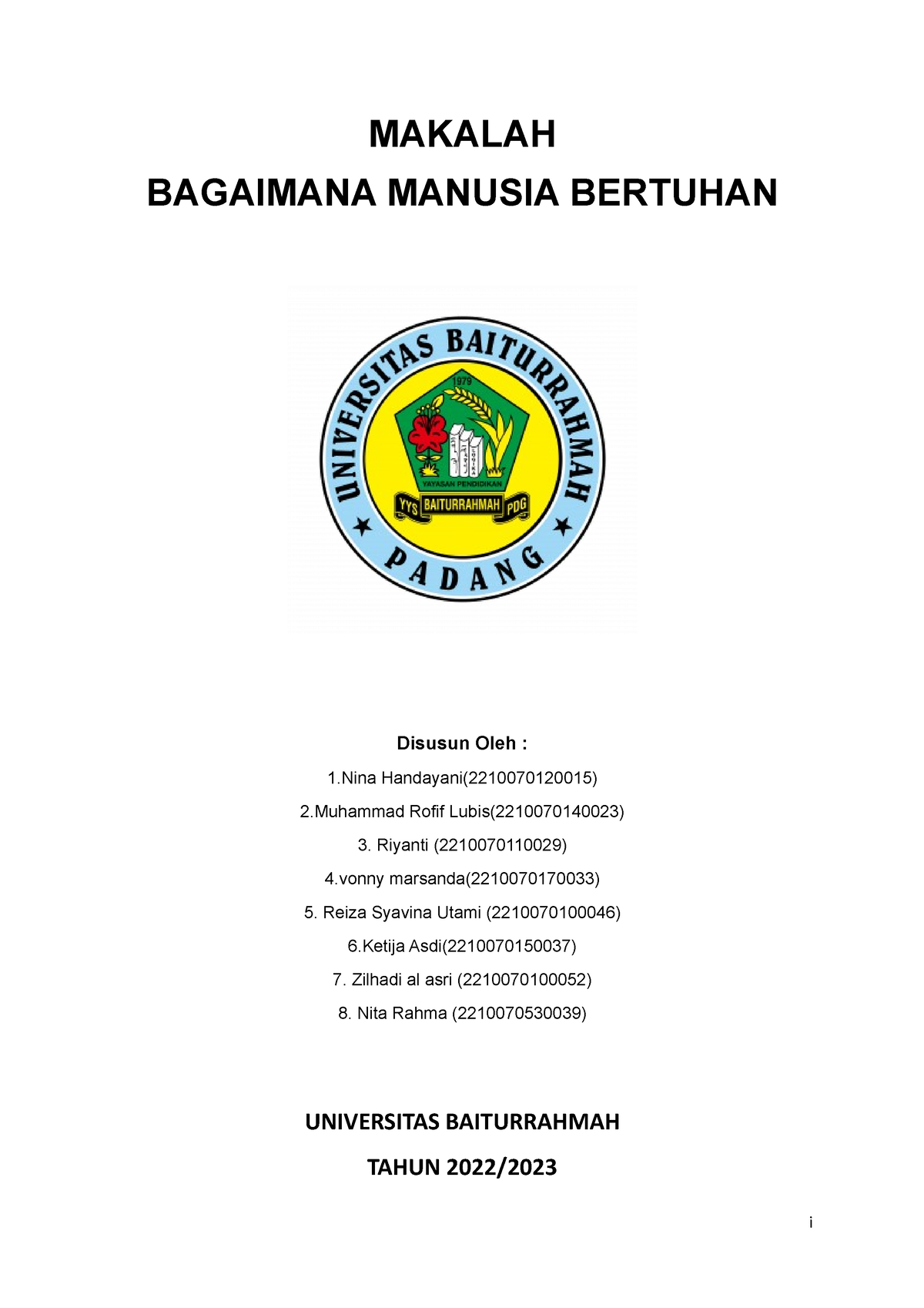 Makalah - MAKALAH BAGAIMANA MANUSIA BERTUHAN Disusun Oleh : 1 Handayani ...