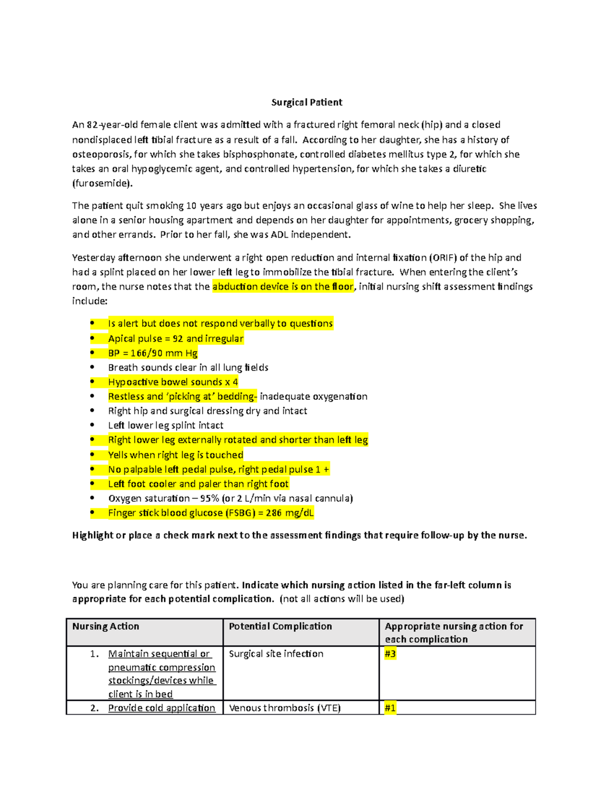 Surgical Next Gen Activity - Surgical Patient An 82-year-old female ...