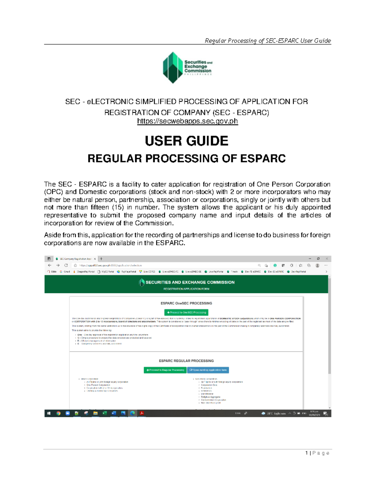User Guide-esparc - Manual on how to use the Electronic Simplifid ...