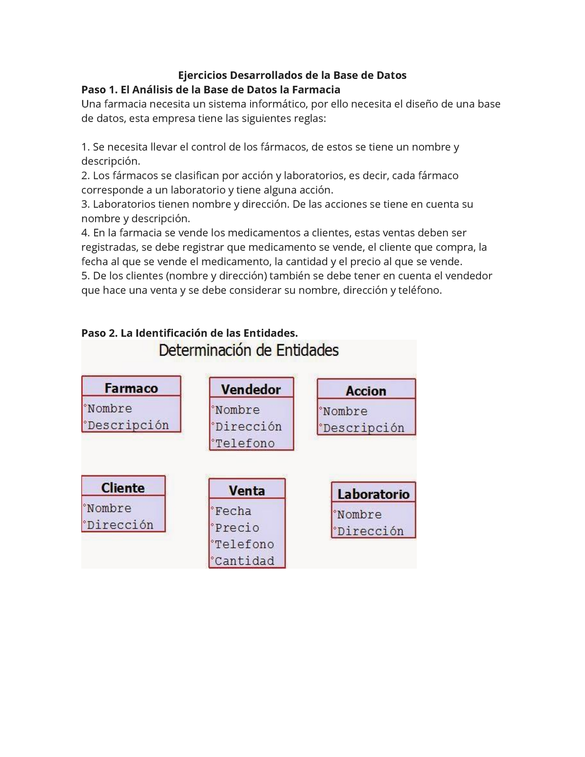 Ejercicios de Base de Datos - Ejercicios Desarrollados de la Base de Datos  Paso 1. El Análisis de la - Studocu