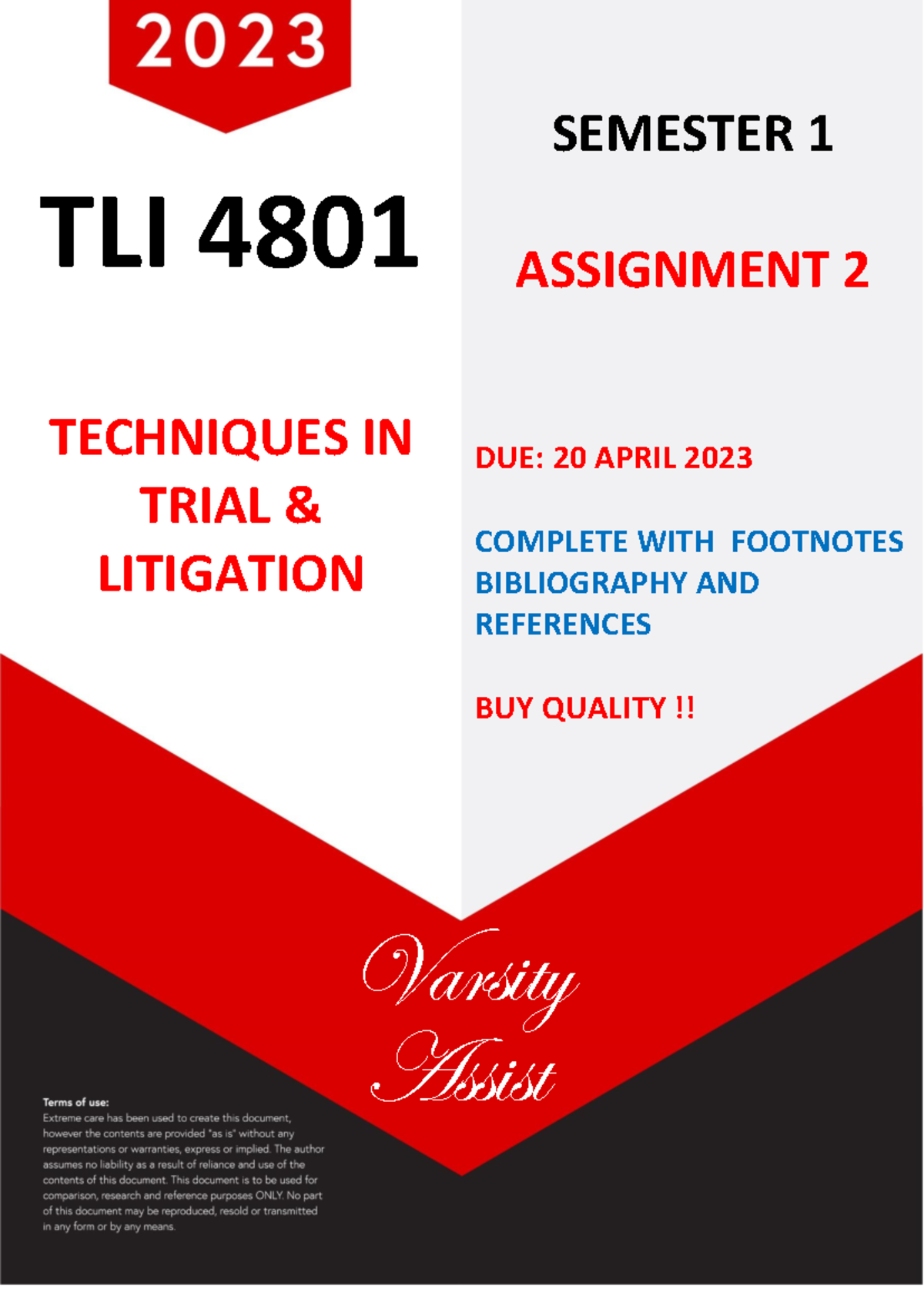 TLI 4801 2023 Semester 1 Assignment 2 - TLI 4801 TECHNIQUES IN TRIAL ...