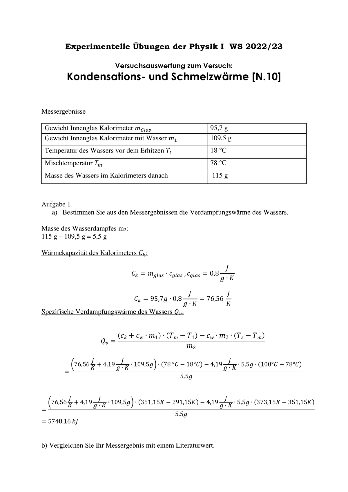 Protokoll Dichtebestimmung - Experimentelle Übungen Der Physik I WS ...