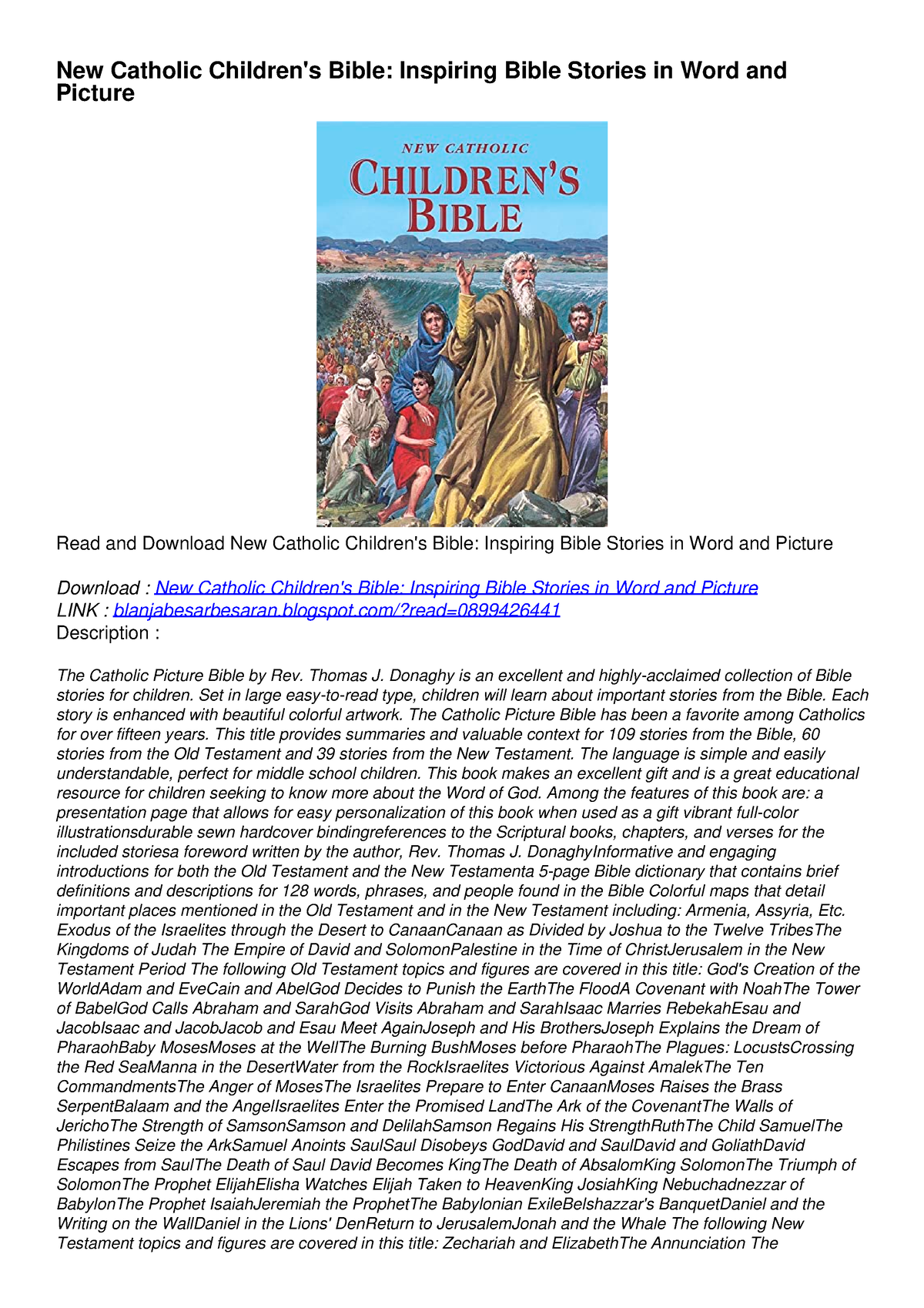 PDF KINDLE DOWNLOAD New Catholic Children's Bible: Inspiring Bible ...