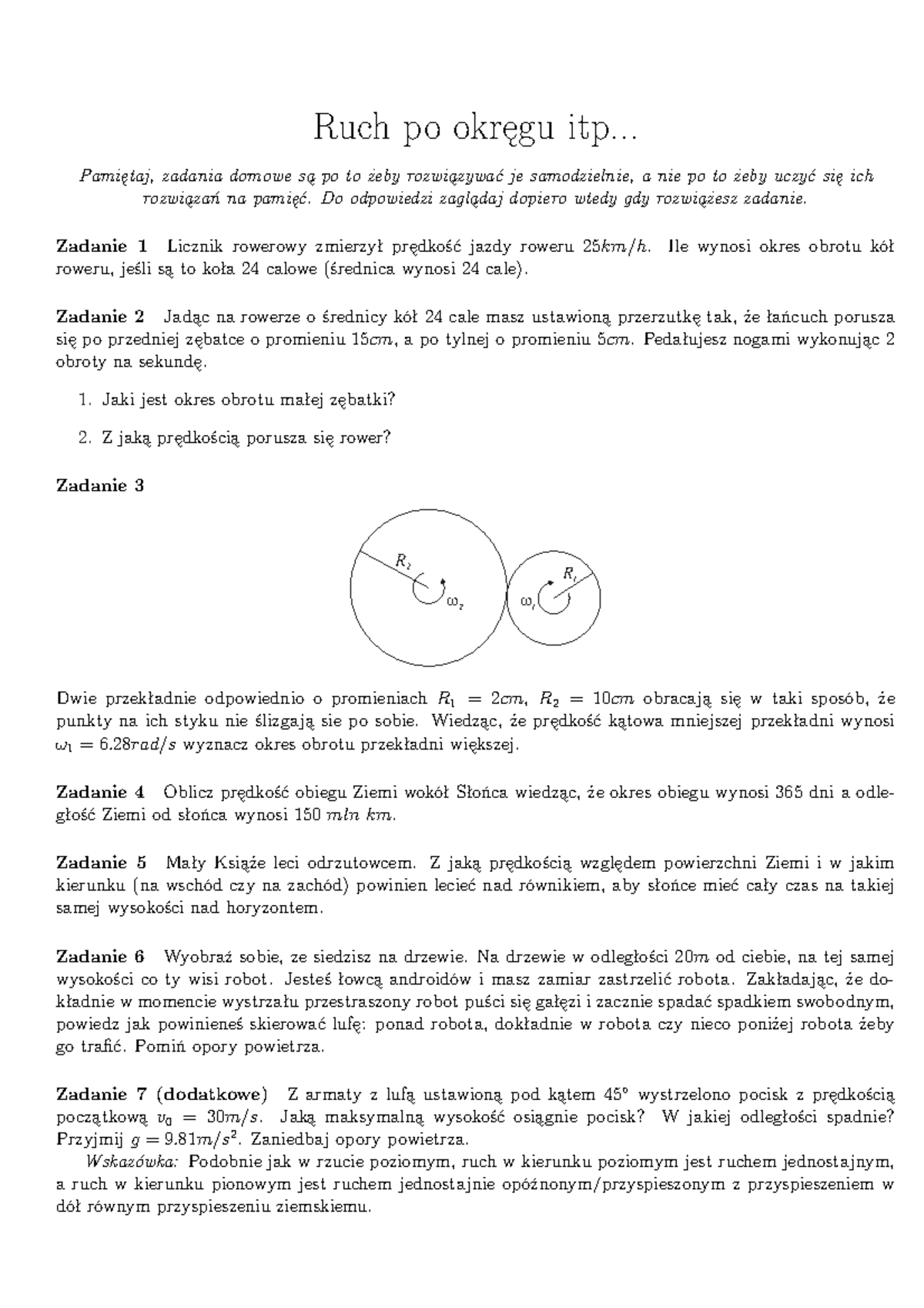 Ruchpookregu - ruch po okręgu- zadania - Ruch po okręgu itp... Pamiętaj