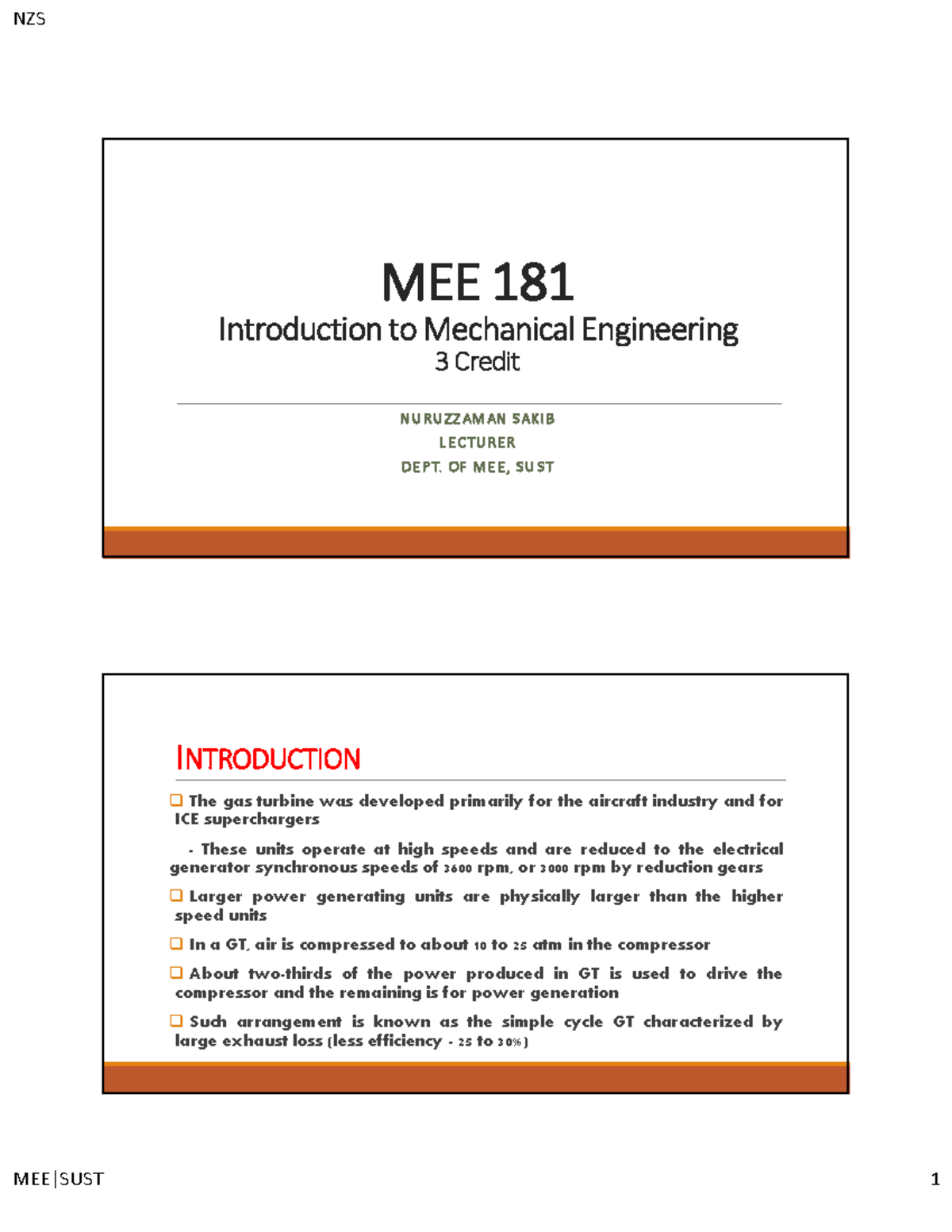 Turbine - Slides - MEE 181 Introduction to Mechanical Engineering 3 ...