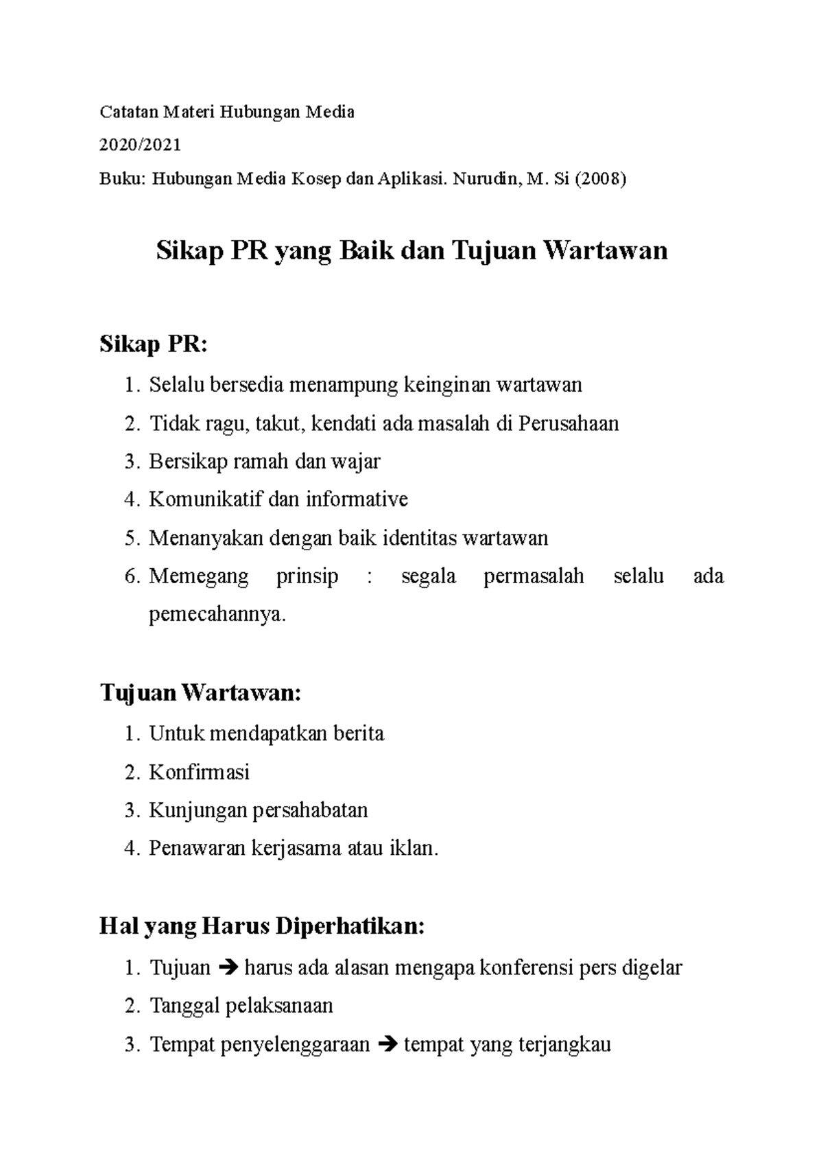 Sikap PR Yang Baik Dan Tujuan Wartawan Catatan Materi Hubungan Media ...