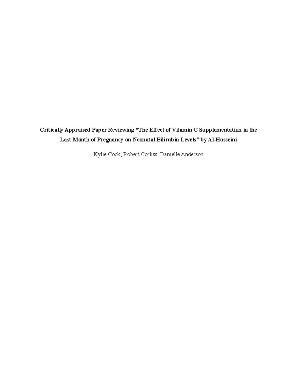 2021 KINE 234 CAP Final - Grade: A - Critically Appraised Paper ...