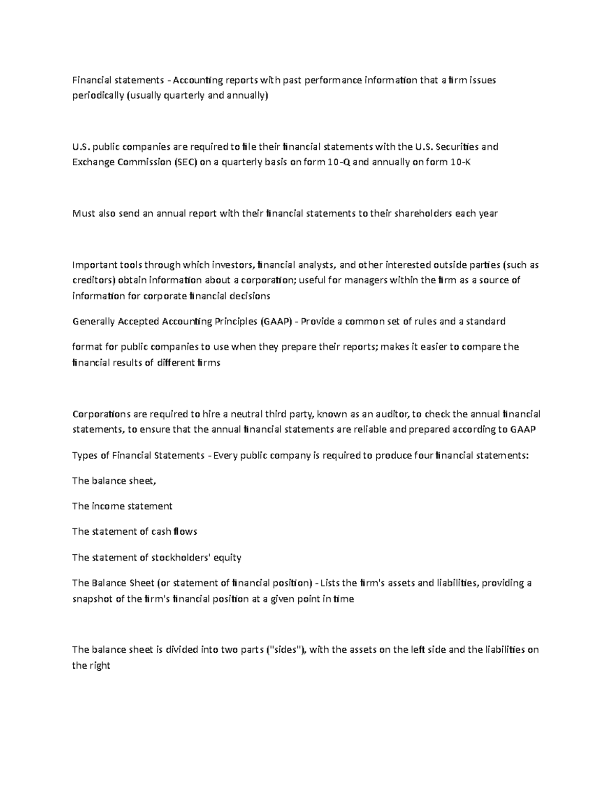 FMGT 4510 Chapter 2 - Lecture notes 2 - Financial statements ...