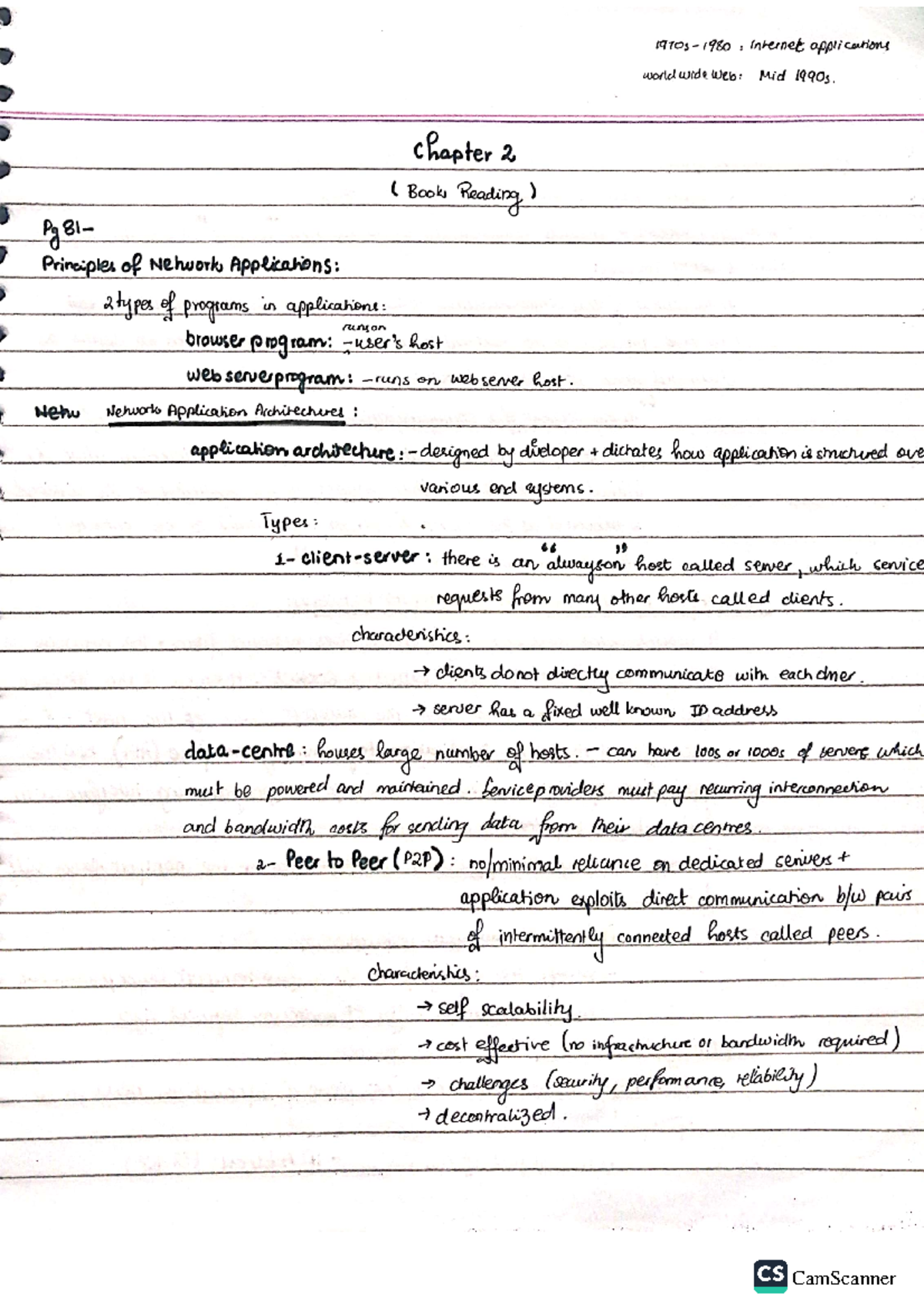 CN Ch 2 Incomplete Summary - internet applications worldwide web: Mid ...