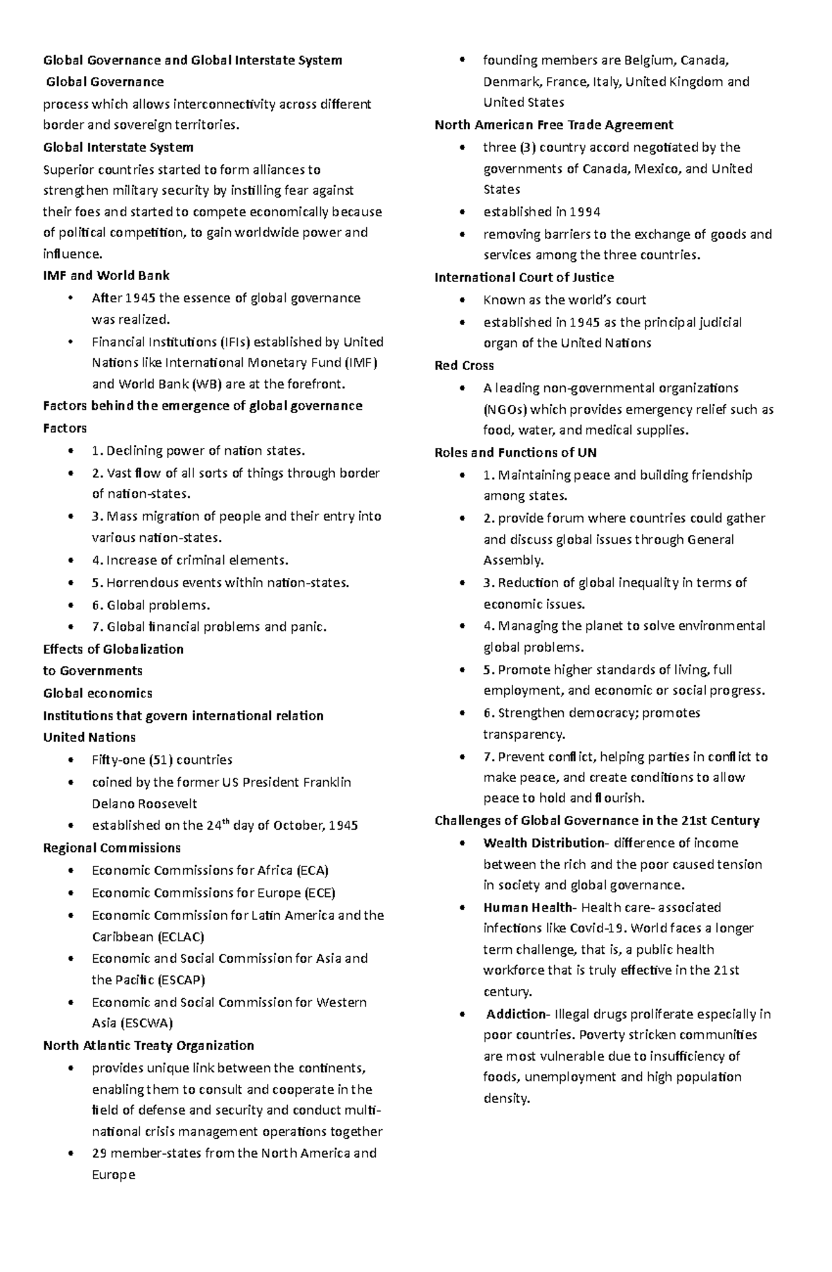 Lesson 10 - conworld - Lecture notes 10 - Global Governance and Global ...