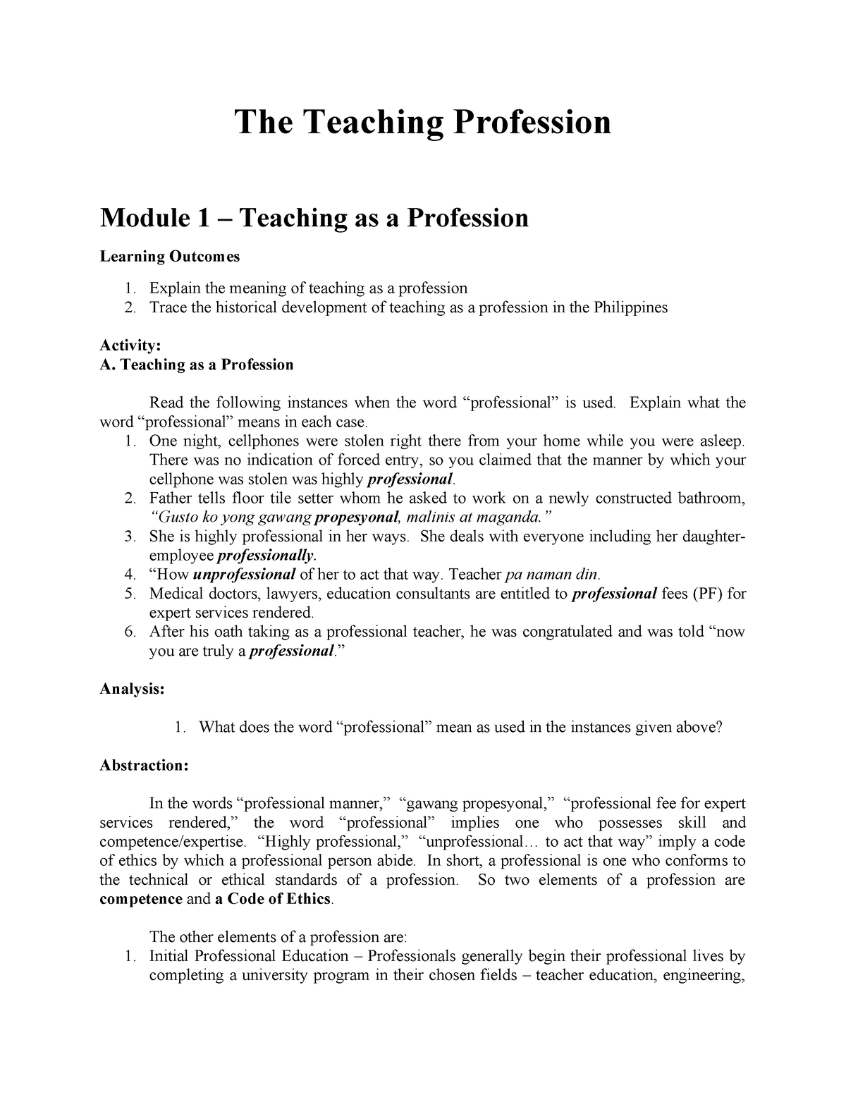 Scribd - Module 001- Teaching As A Profession - The Teaching Profession ...