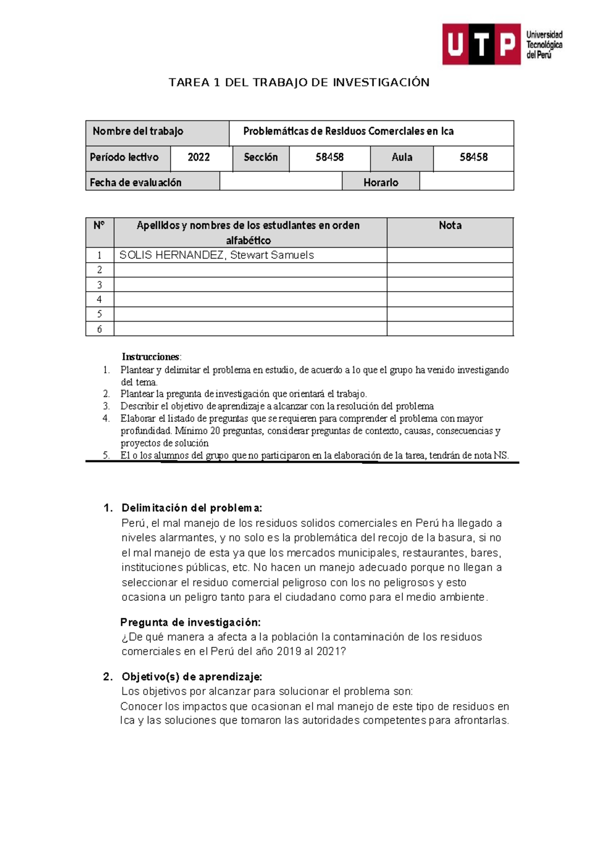 Tarea - semana 3 I. y medio Ambiente. - TAREA 1 DEL TRABAJO DE ...