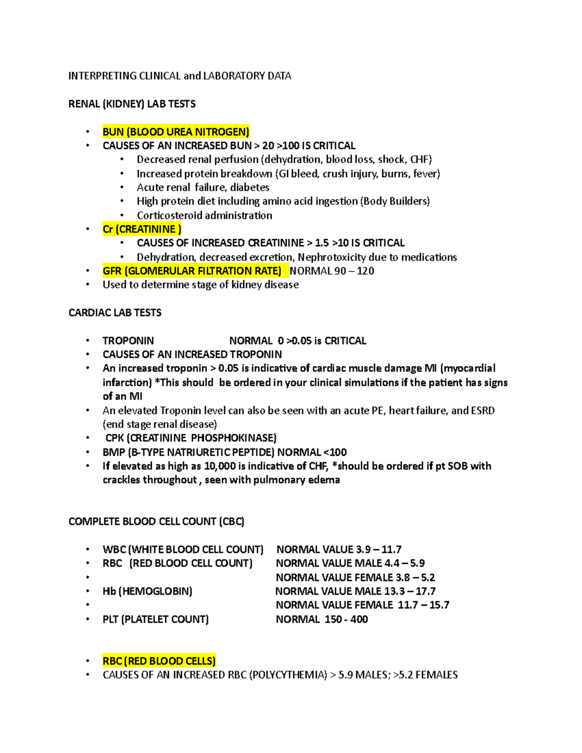 Interpreting Clinical - INTERPRETING CLINICAL and LABORATORY DATA RENAL ...