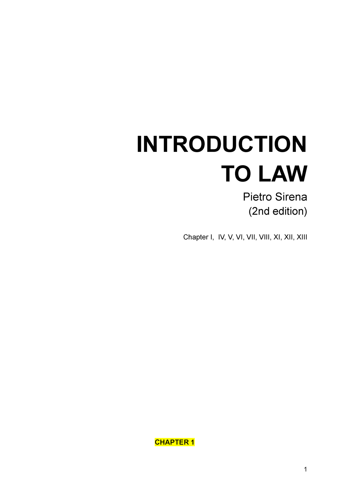 Introduction To Law (notes + Book) - INTRODUCTION TO LAW Pietro Sirena ...