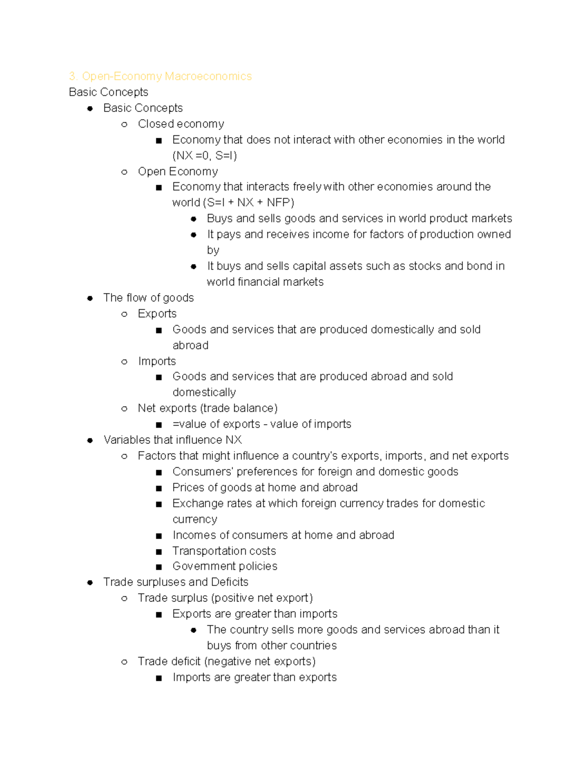 Econ 103 - Final Review - Open-Economy Macroeconomics Basic Concepts ...