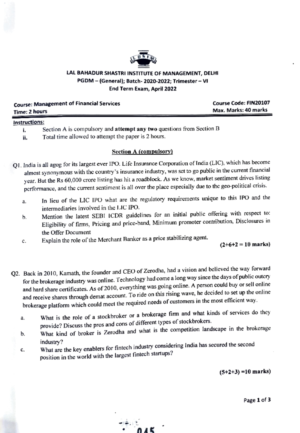 MFS - Financial exercises - Course: Management of Financial Services ...