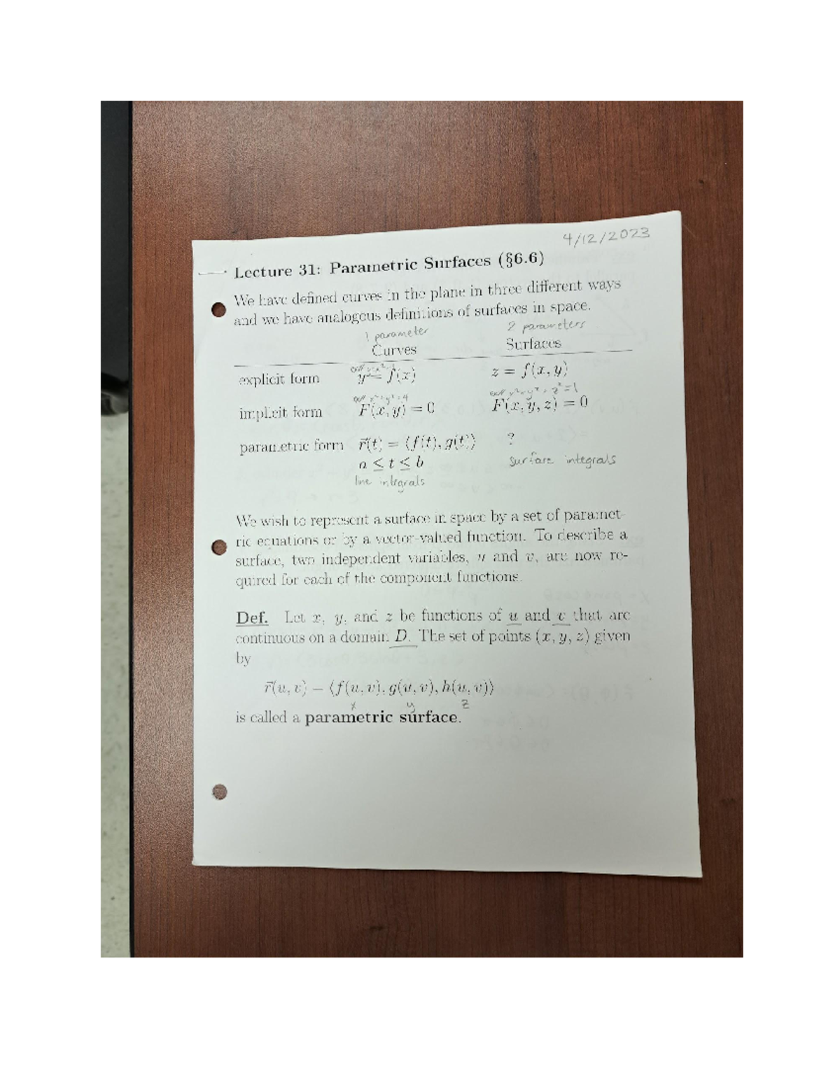 Lecture 31 Notes MAC 2313 - MAC 2313 - Studocu