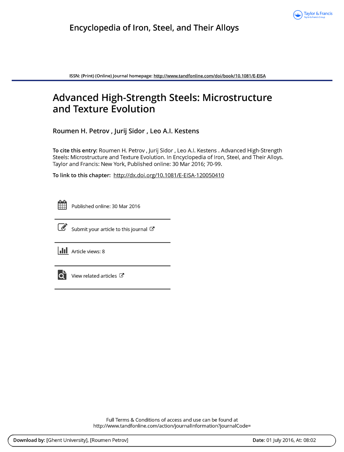 Advanced High Strength Steels Microstructure And Texture - 