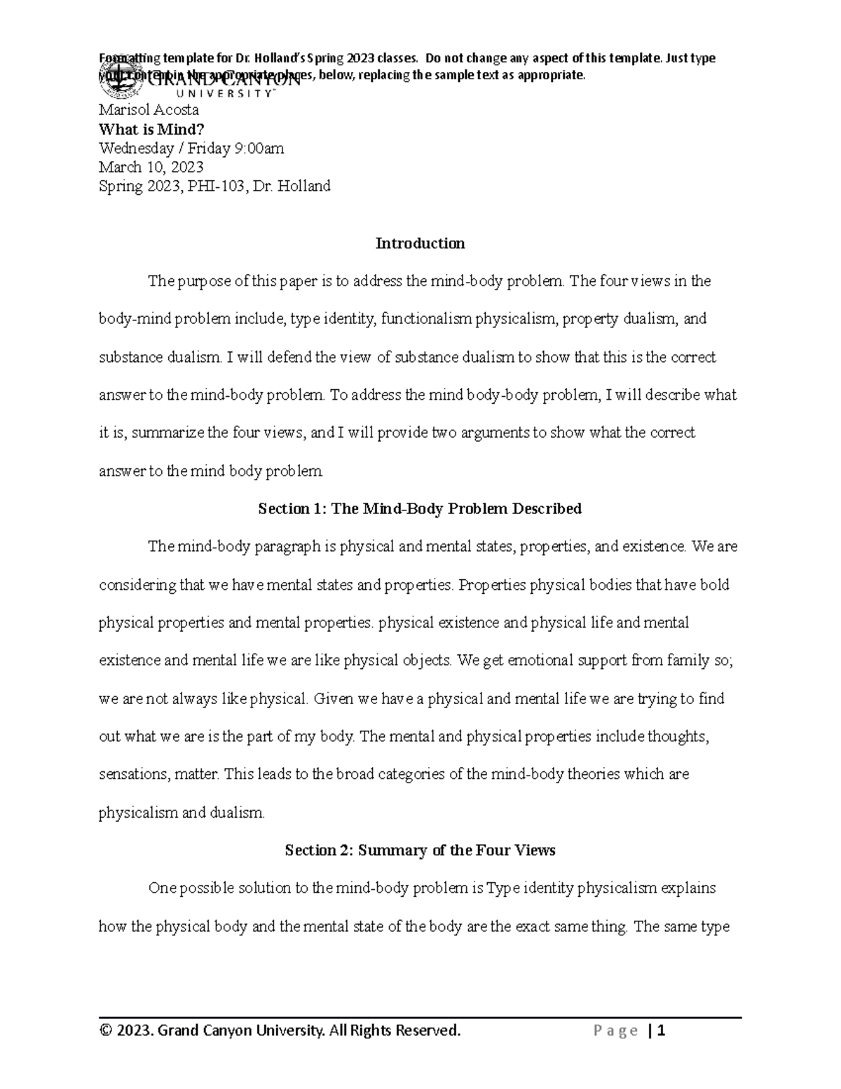 What is mind phi103 homework marisol acosta what is mind wednesday 