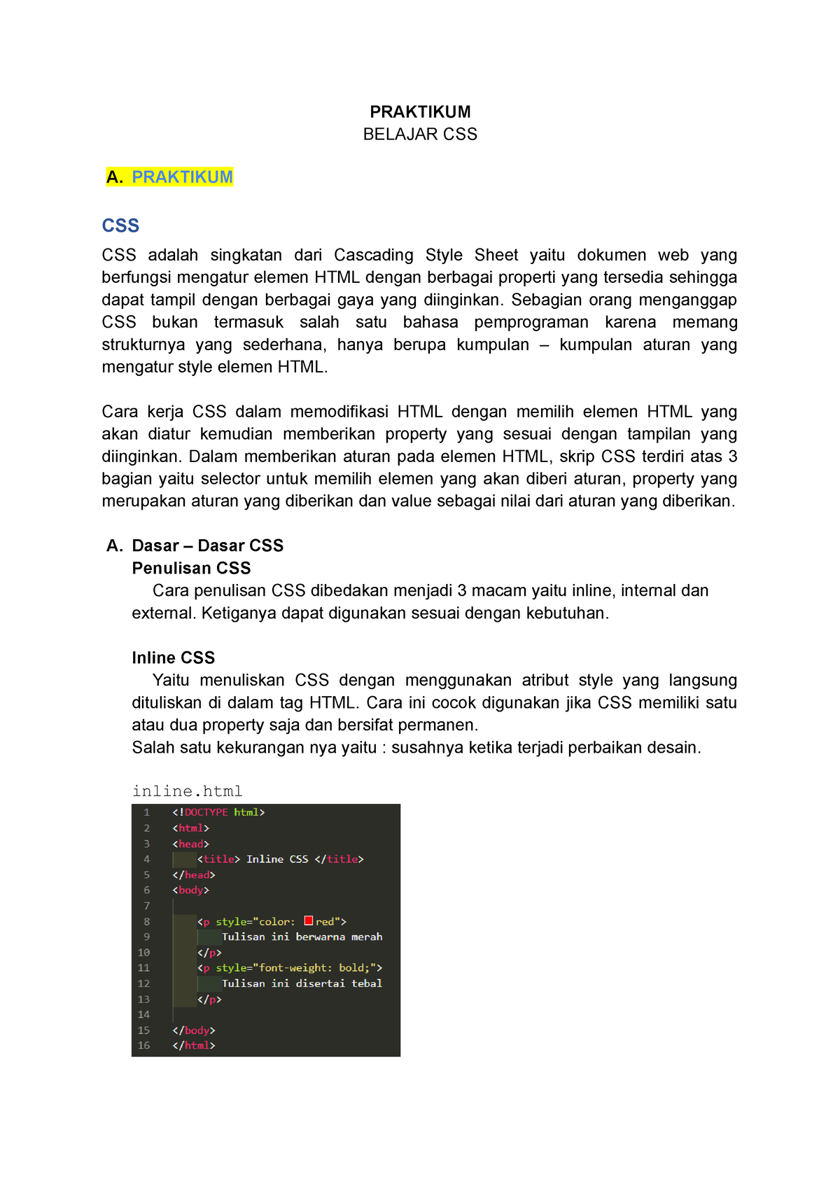 Modul - Belajar CSS - Study Club - PRAKTIKUM BELAJAR CSS A. PRAKTIKUM ...