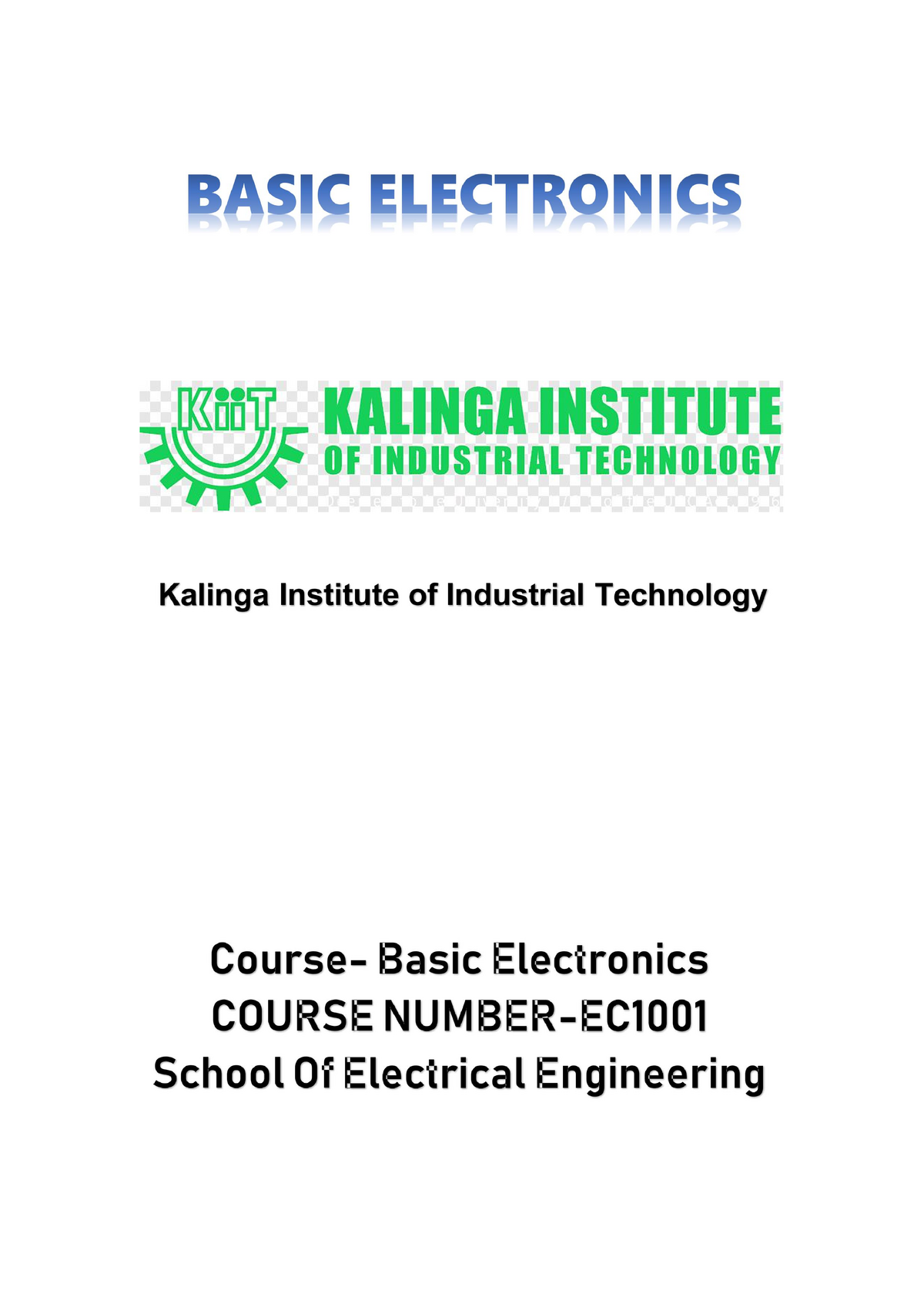 Basic Electronics - Lecture Notes - KIIT University - Studocu