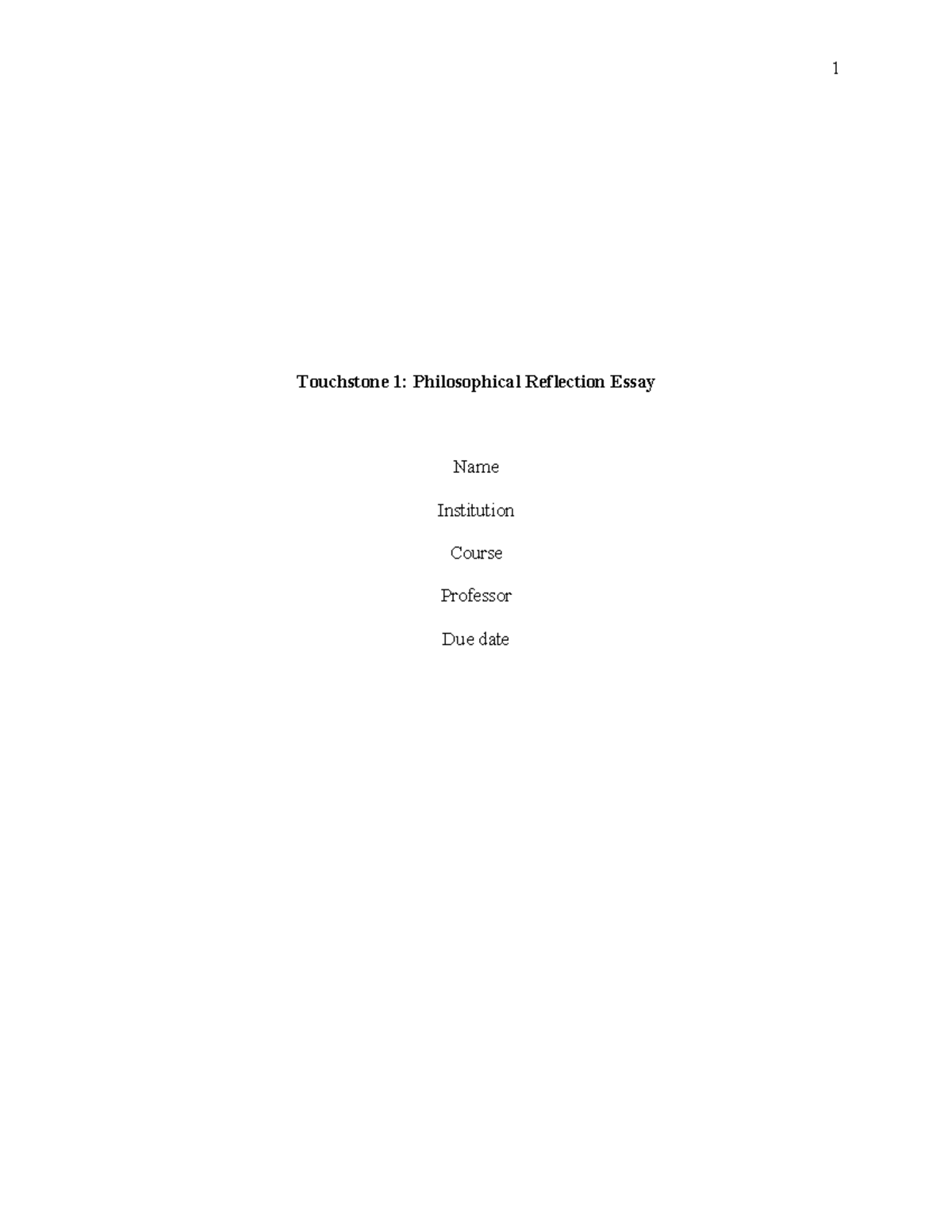 touchstone 1 philosophical reflection essay