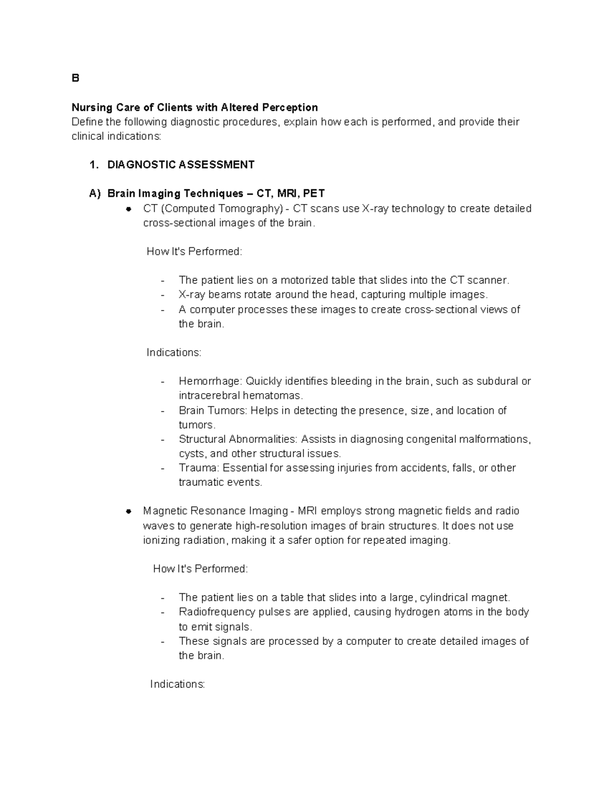CCN LEC - CRITICAL CARE NUSING DIAGNOSTIC TEST - B Nursing Care of ...