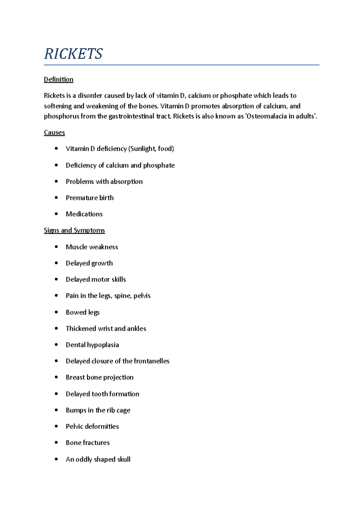 Rickets RICKETS Definition Rickets is a disorder caused by lack of