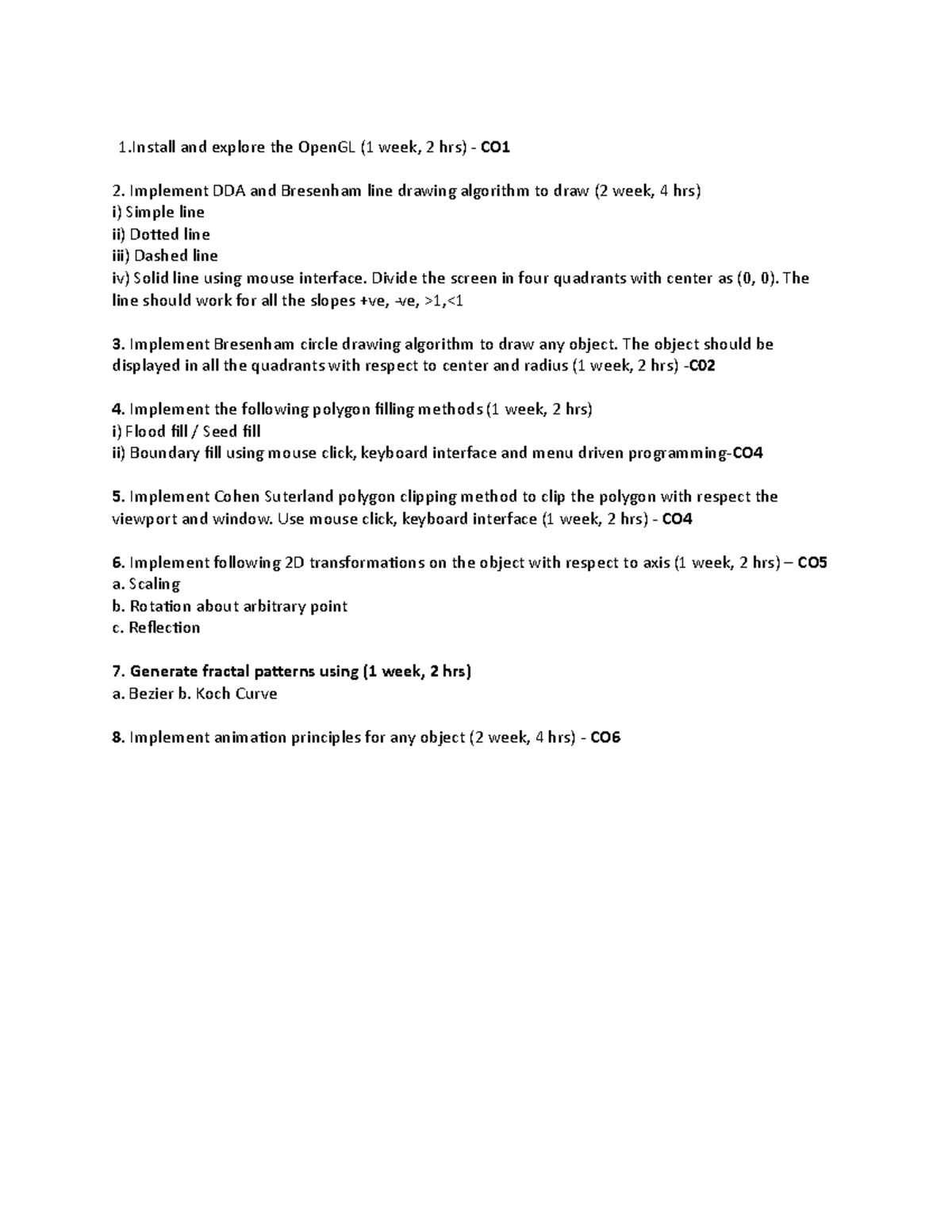 Graphics assisnment 1 - 1 and explore the OpenGL (1 week, 2 hrs) - CO 2 ...