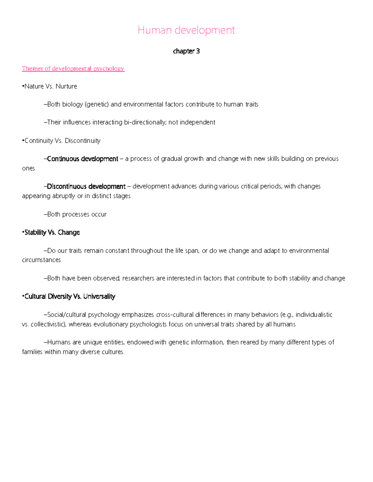 Psychology Chp 3 Chapter 3 Human Development Human Development