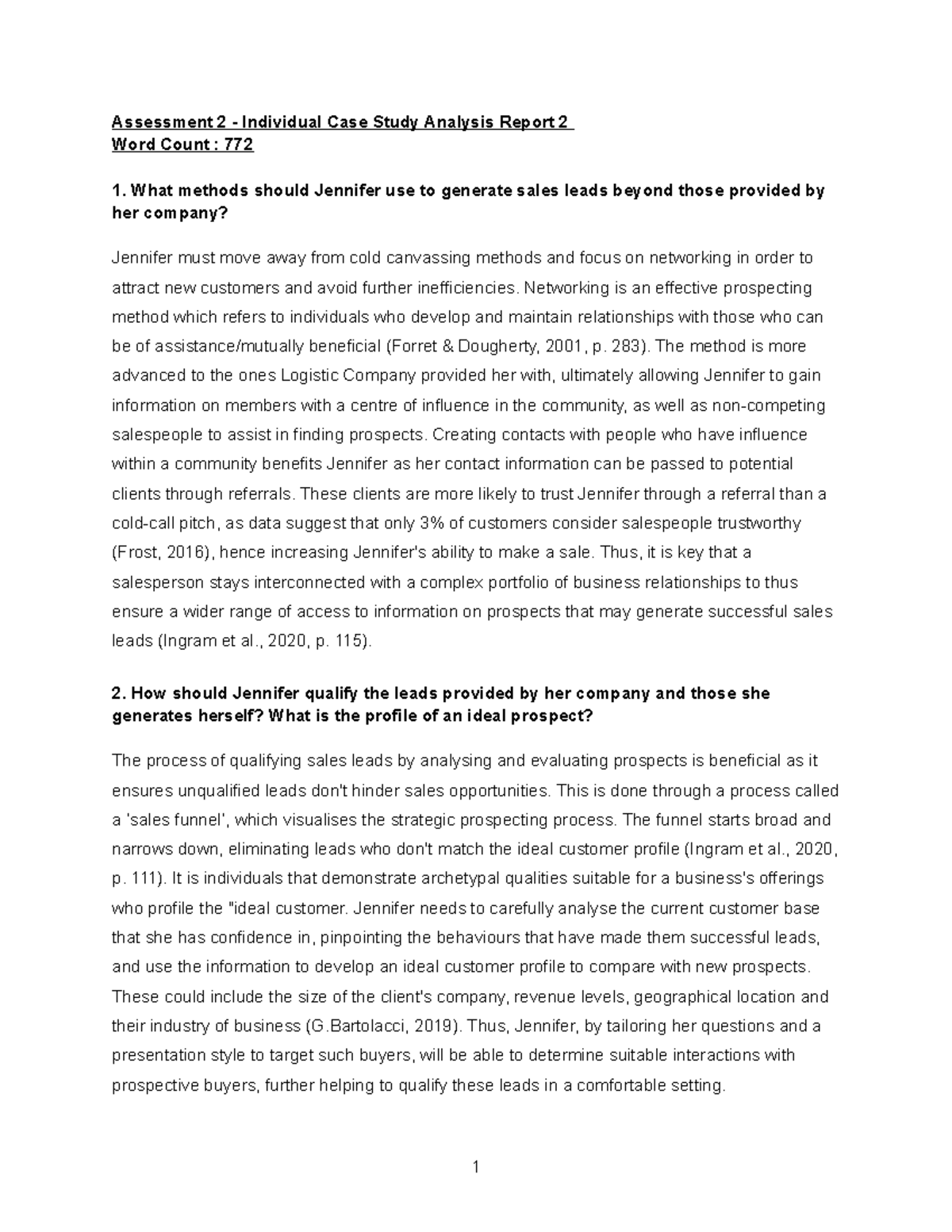 Final Copy Assessment 2 - Individual Case Study Analysis Report 2 ...