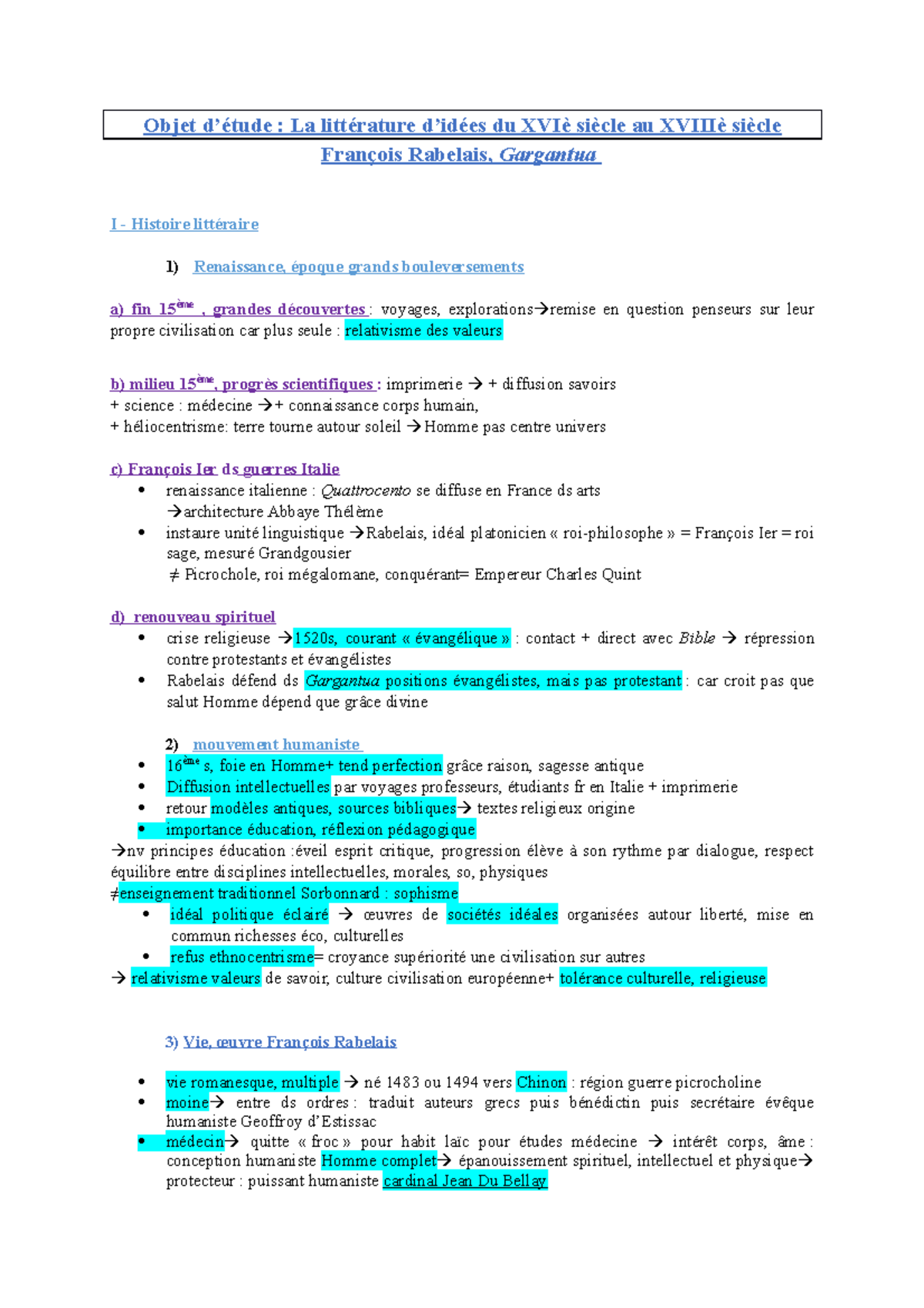 Gargantuacours 1 pdf2 fiches de bac pour les oraux ou écrits du bac