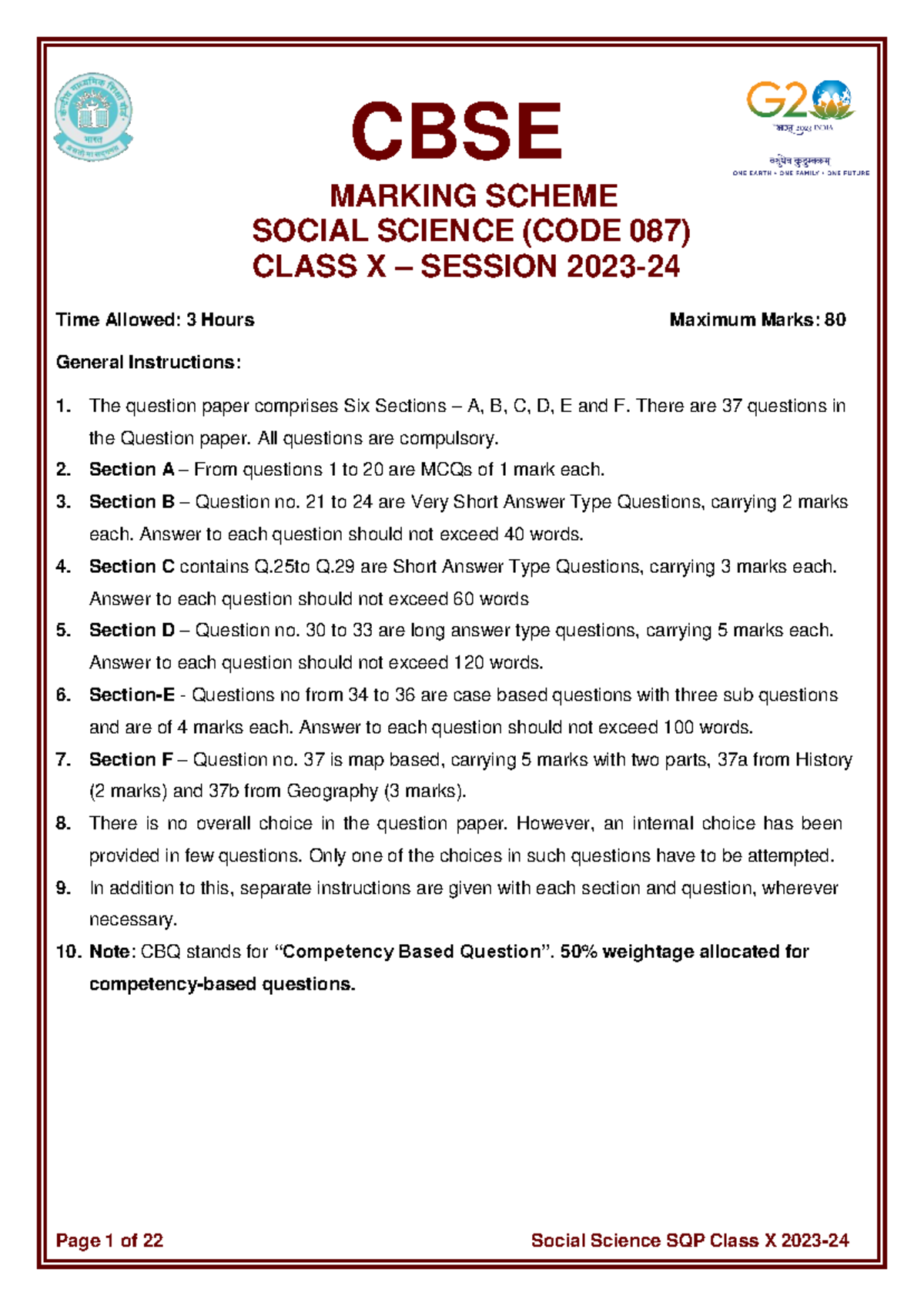Social Science-MS - ................... - CBSE MARKING SCHEME SOCIAL ...