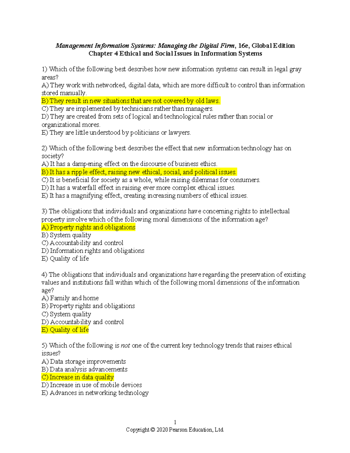 Chapter 4 Questions Test Bank Used By Dr Ashley 1 Management 