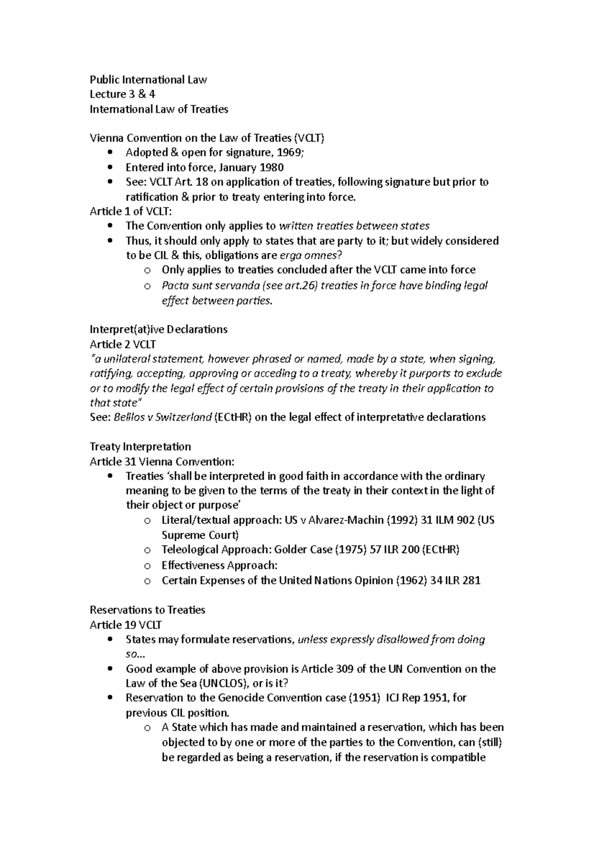 Lecture 3 & 4 - Public International Law Lecture 3 & 4 International ...