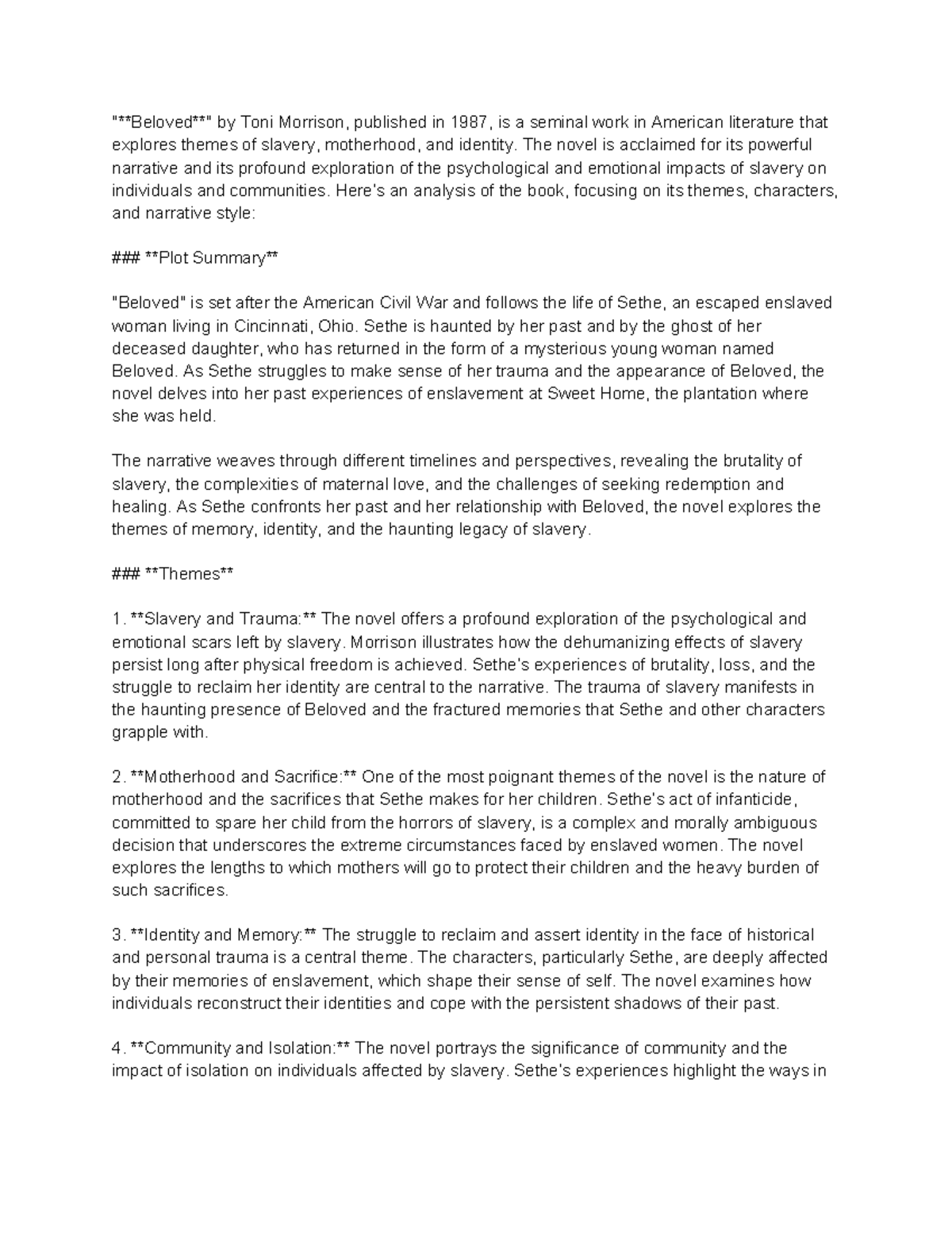 1.26 notes for class - Practice analyzing books - "Beloved" by Toni ...