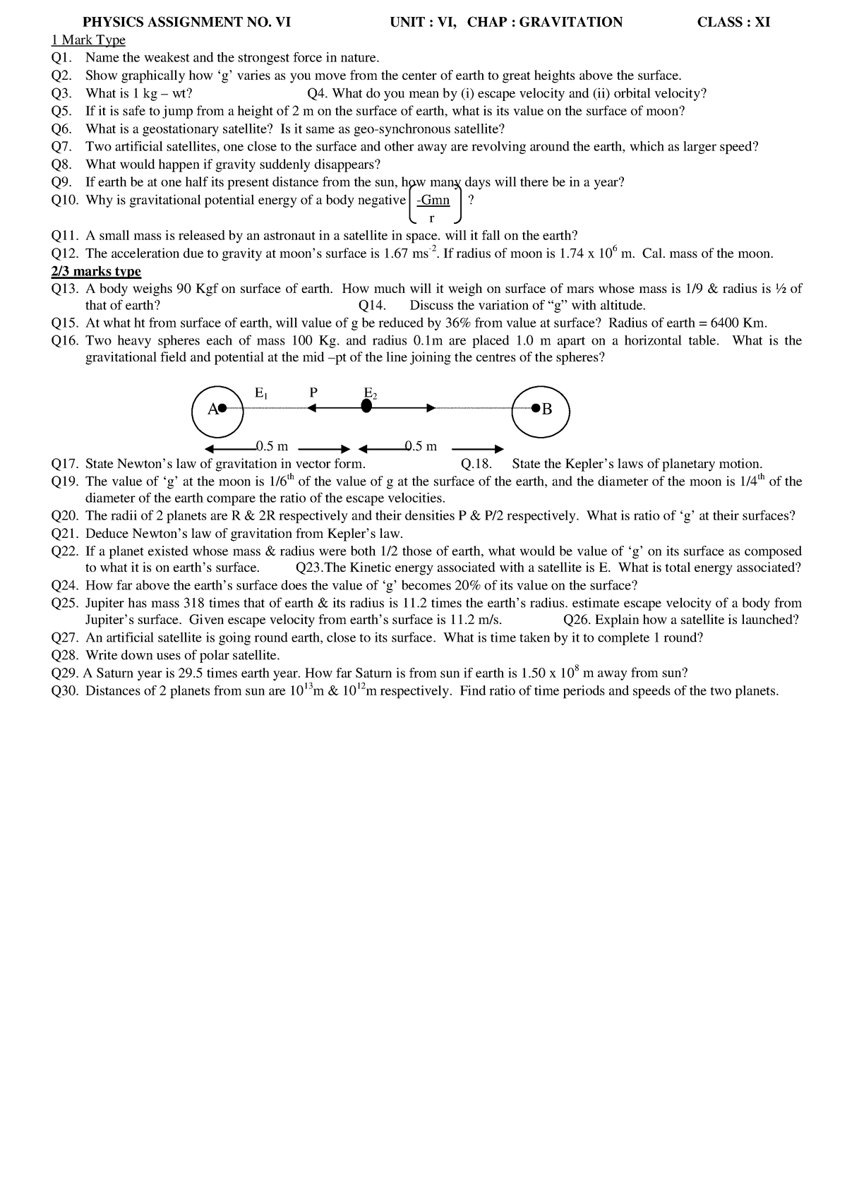 class 11 assignment physics