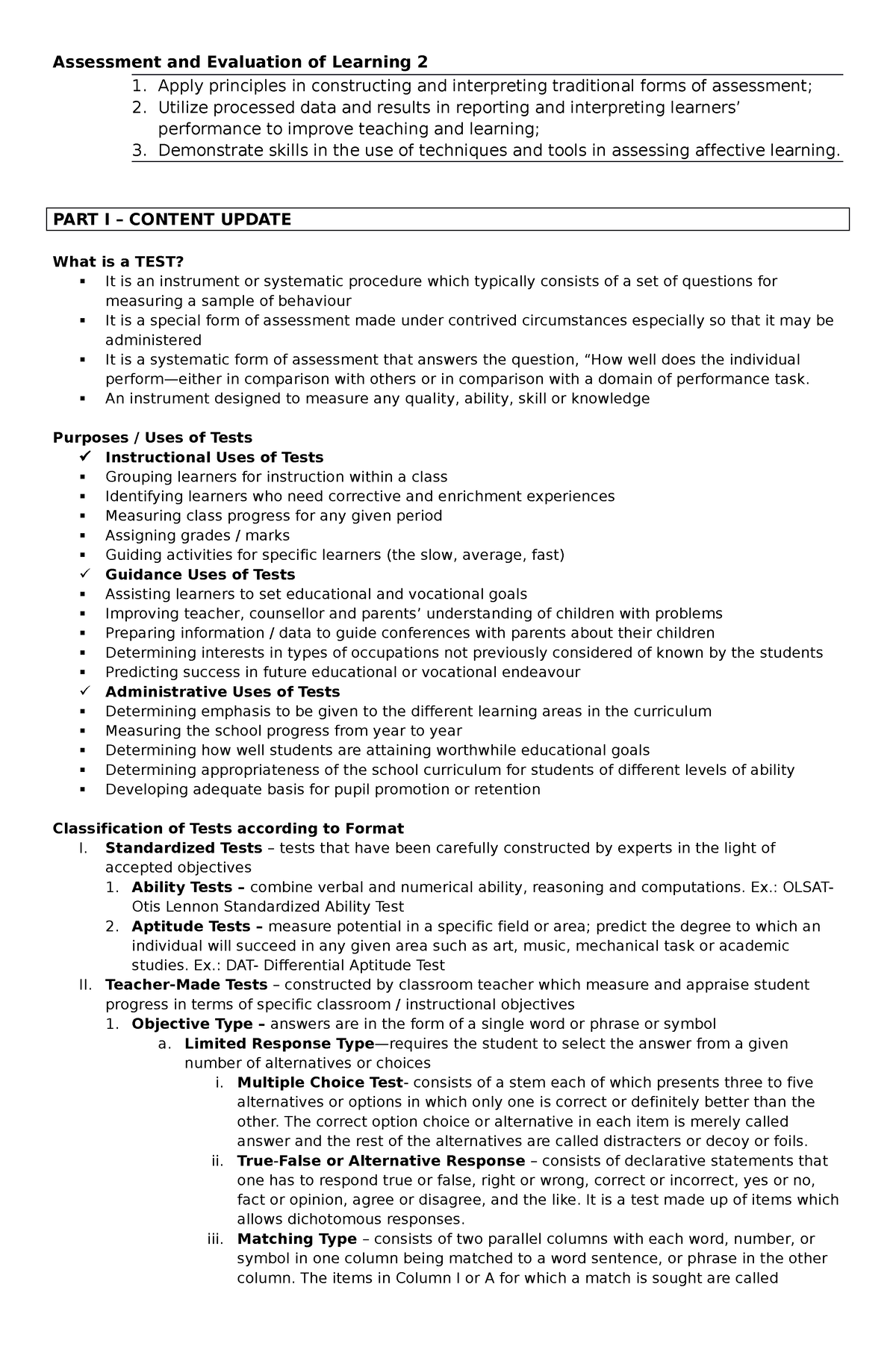 Module 9 Assessment and Evaluation of Learning 2 - Assessment and ...